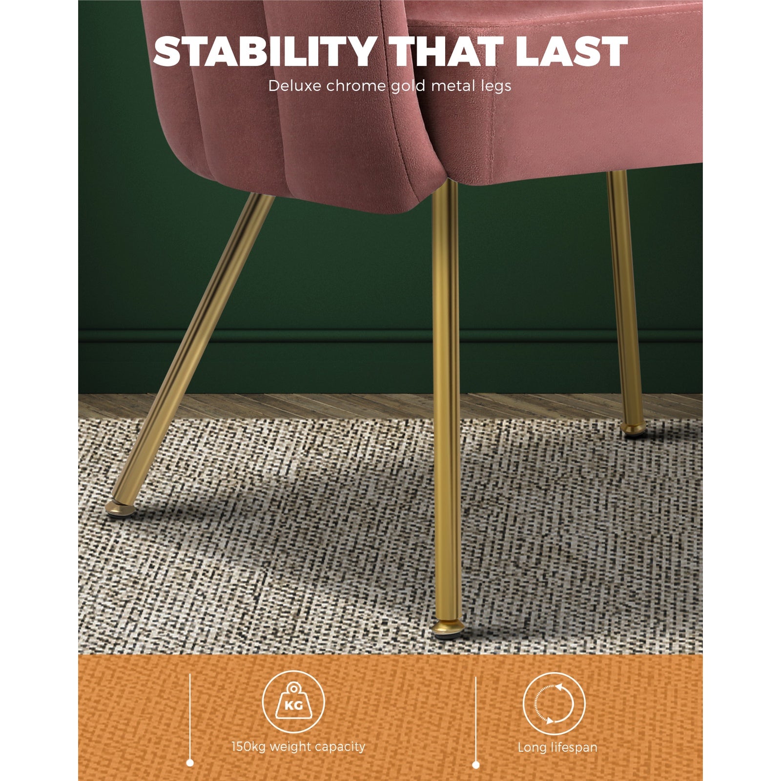 Oikiture Armchair Lounge Chair Accent Chairs Velvet Fabric Sofa Couches Pink - Sunyee