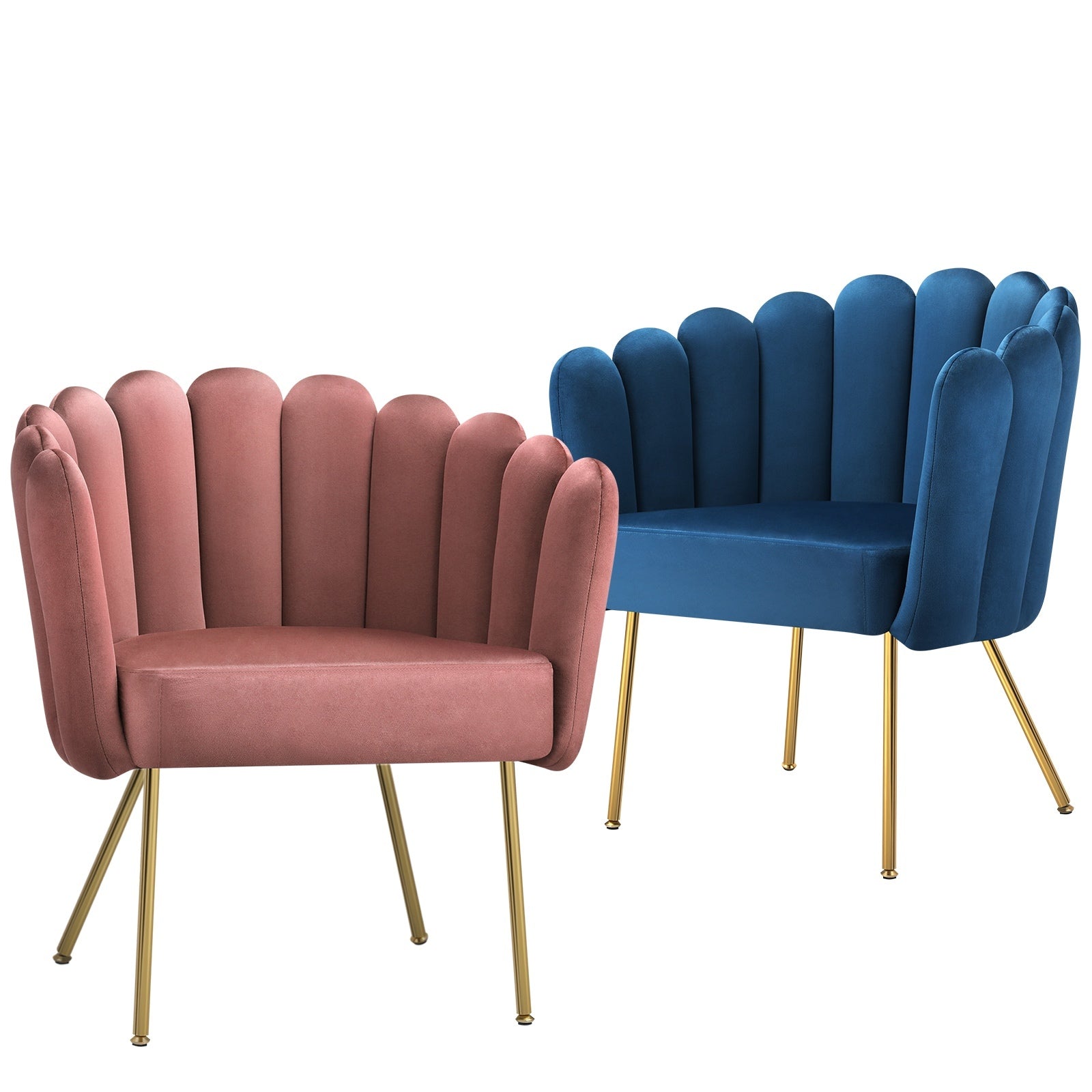 Oikiture Armchair Accent Chairs Lounge Dining Chair Velvet Fabric Sofa Couches - Sunyee