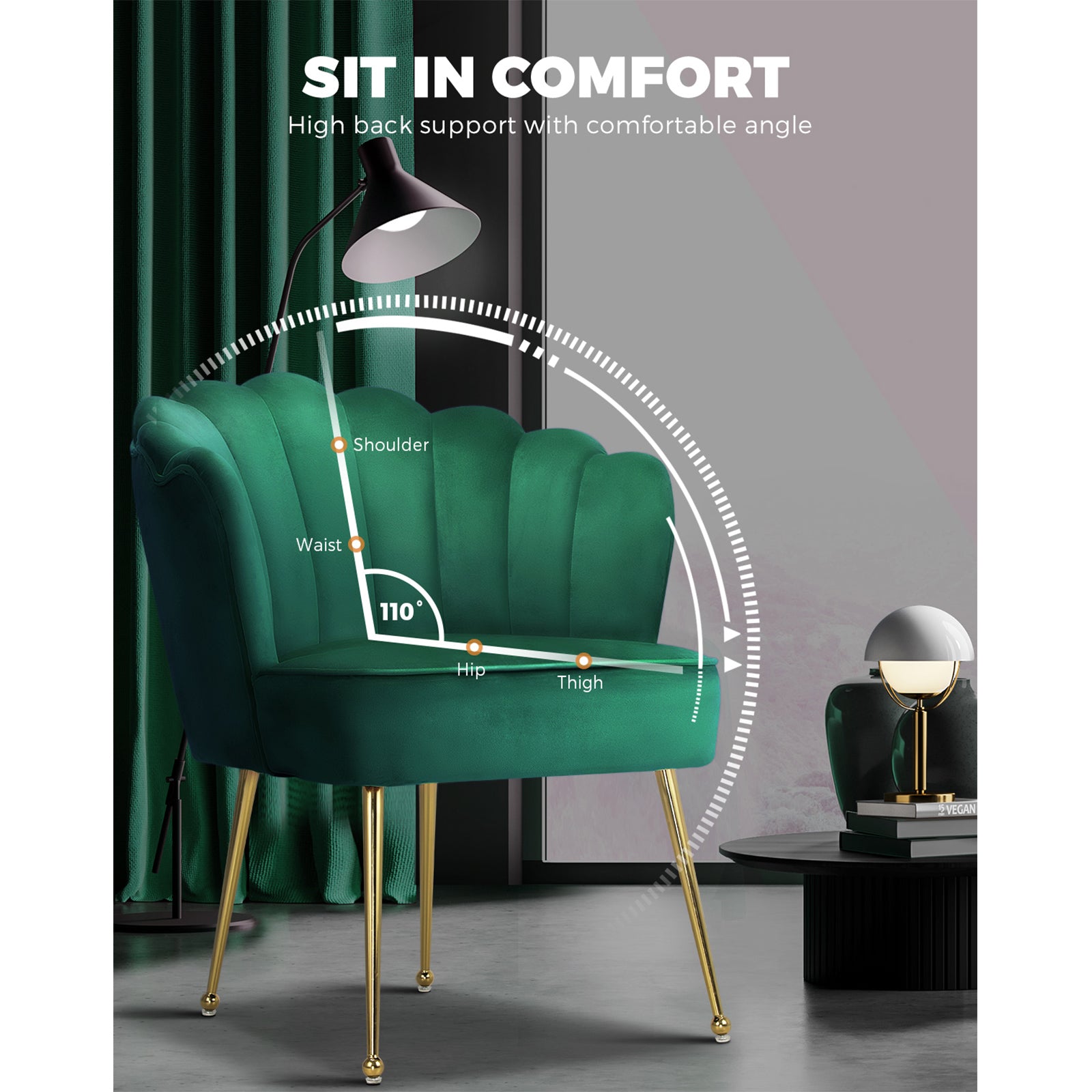 Oikiture Armchair Lounge Sofa Chair Fabric Accent Chairs Armchairs Couches Green - Sunyee