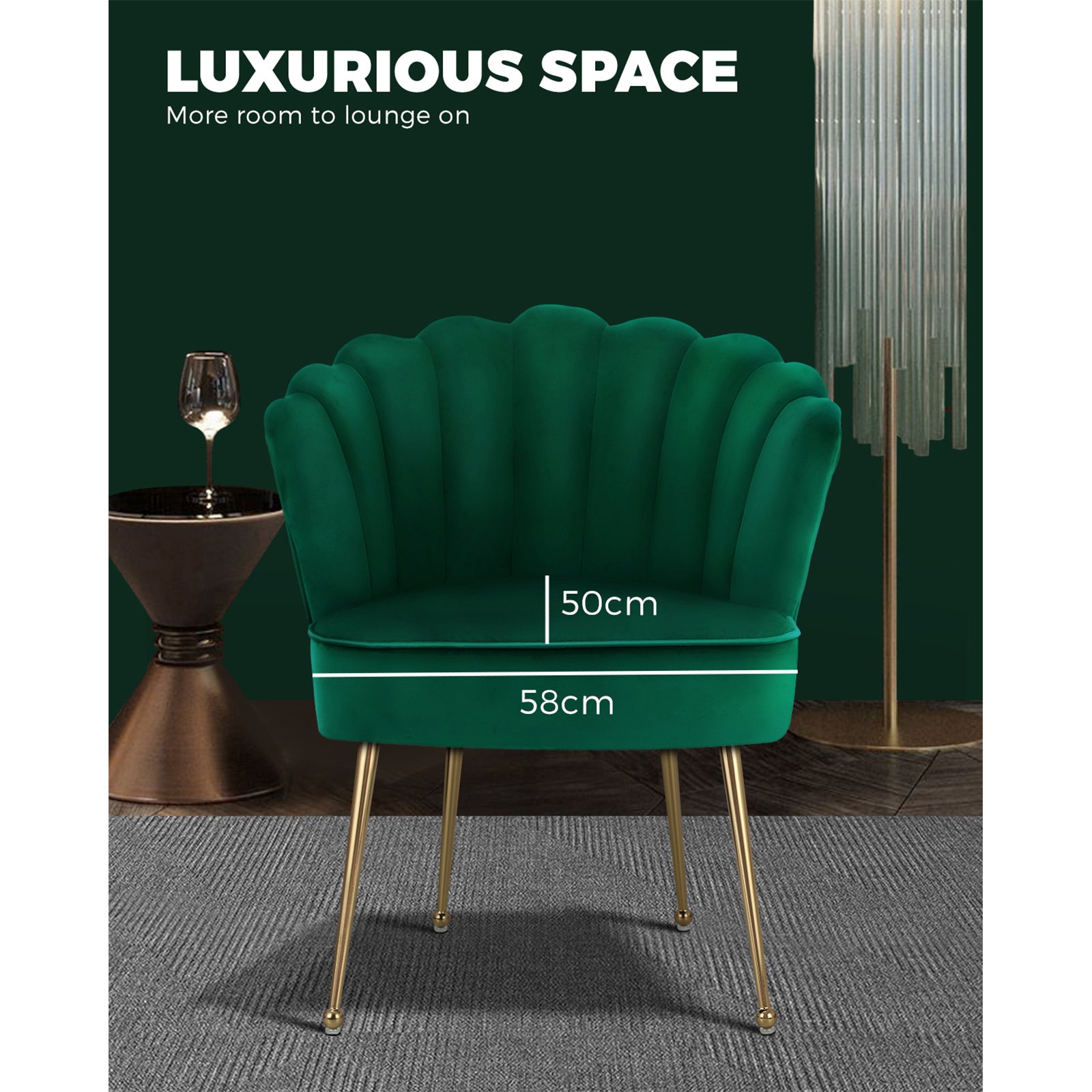 Oikiture Armchair Lounge Sofa Chair Fabric Accent Chairs Armchairs Couches Green - Sunyee