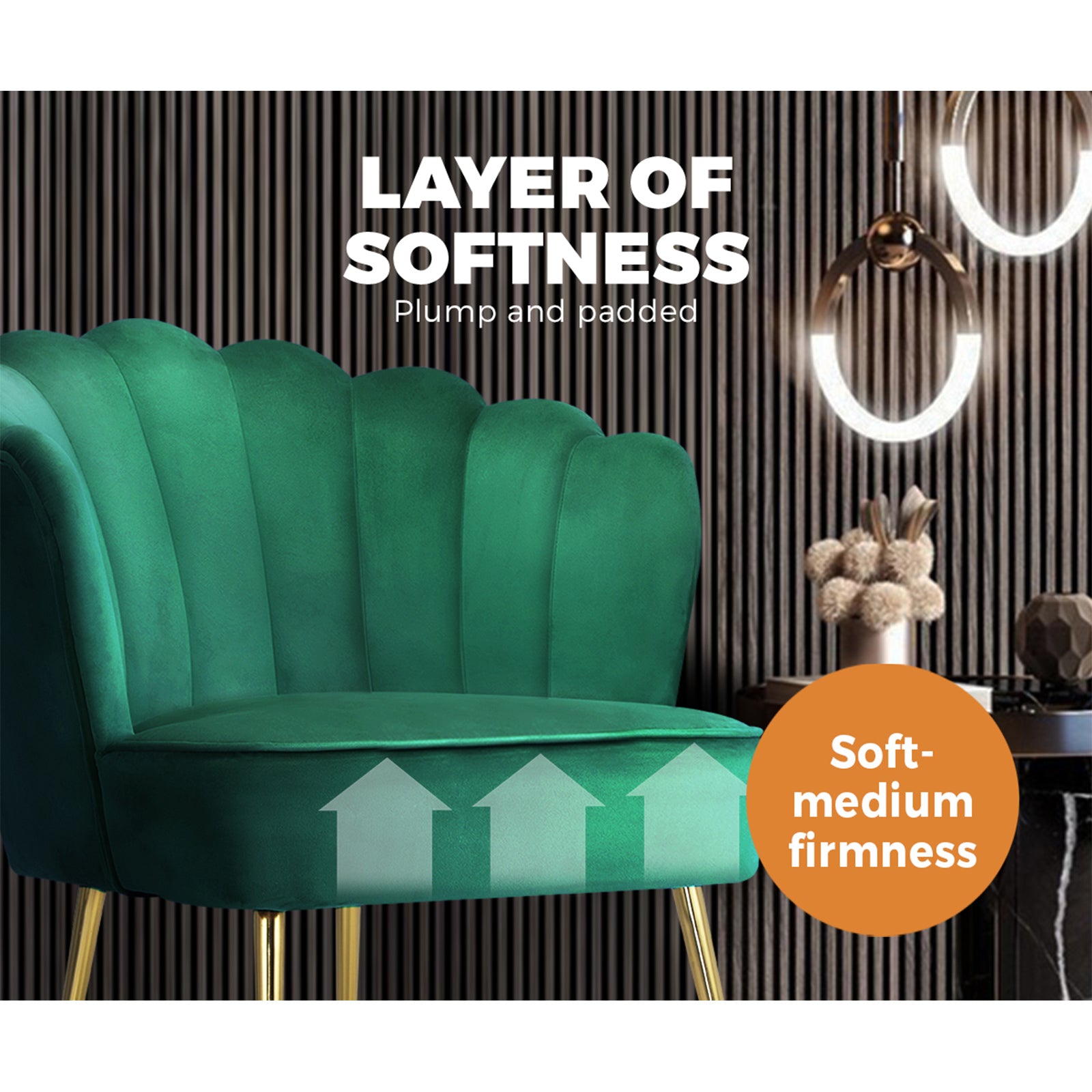 Oikiture Armchair Lounge Sofa Chair Fabric Accent Chairs Armchairs Couches Green - Sunyee