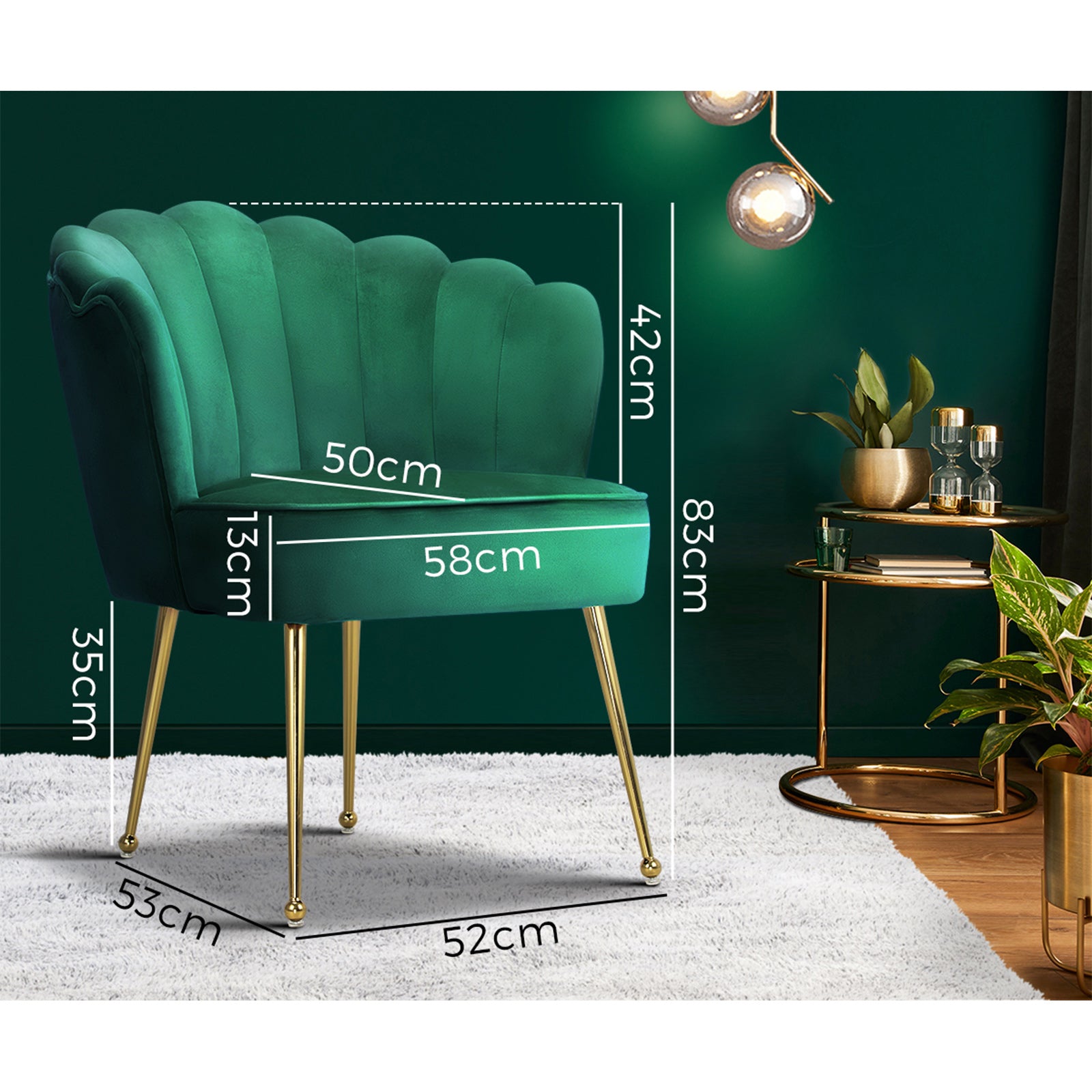 Oikiture Armchair Lounge Sofa Chair Fabric Accent Chairs Armchairs Couches Green - Sunyee
