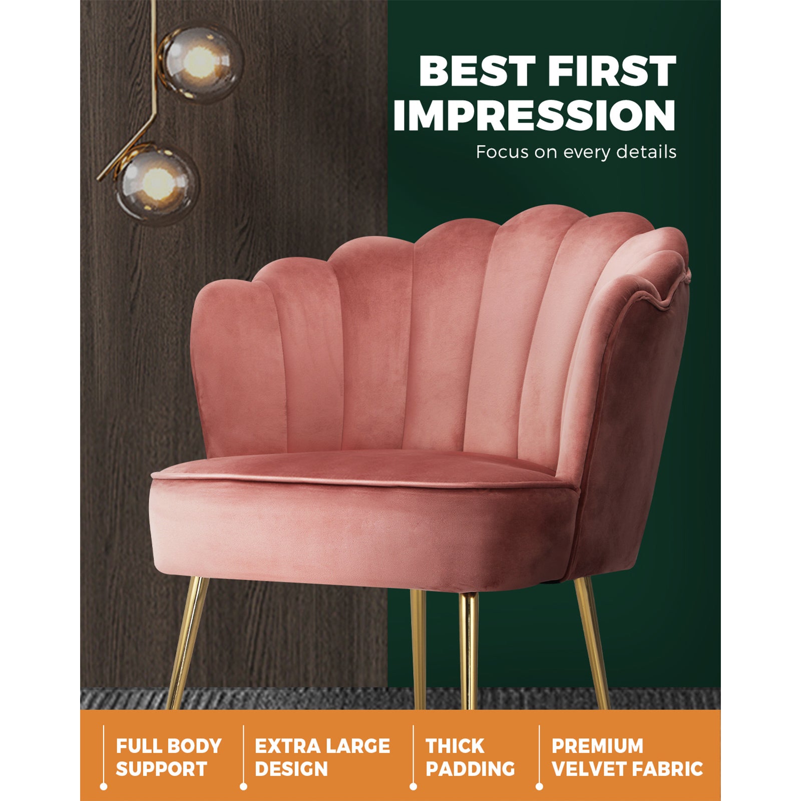 Oikiture Armchair Lounge Sofa Chair Accent Fabric Chairs Armchairs Couches Pink - Sunyee