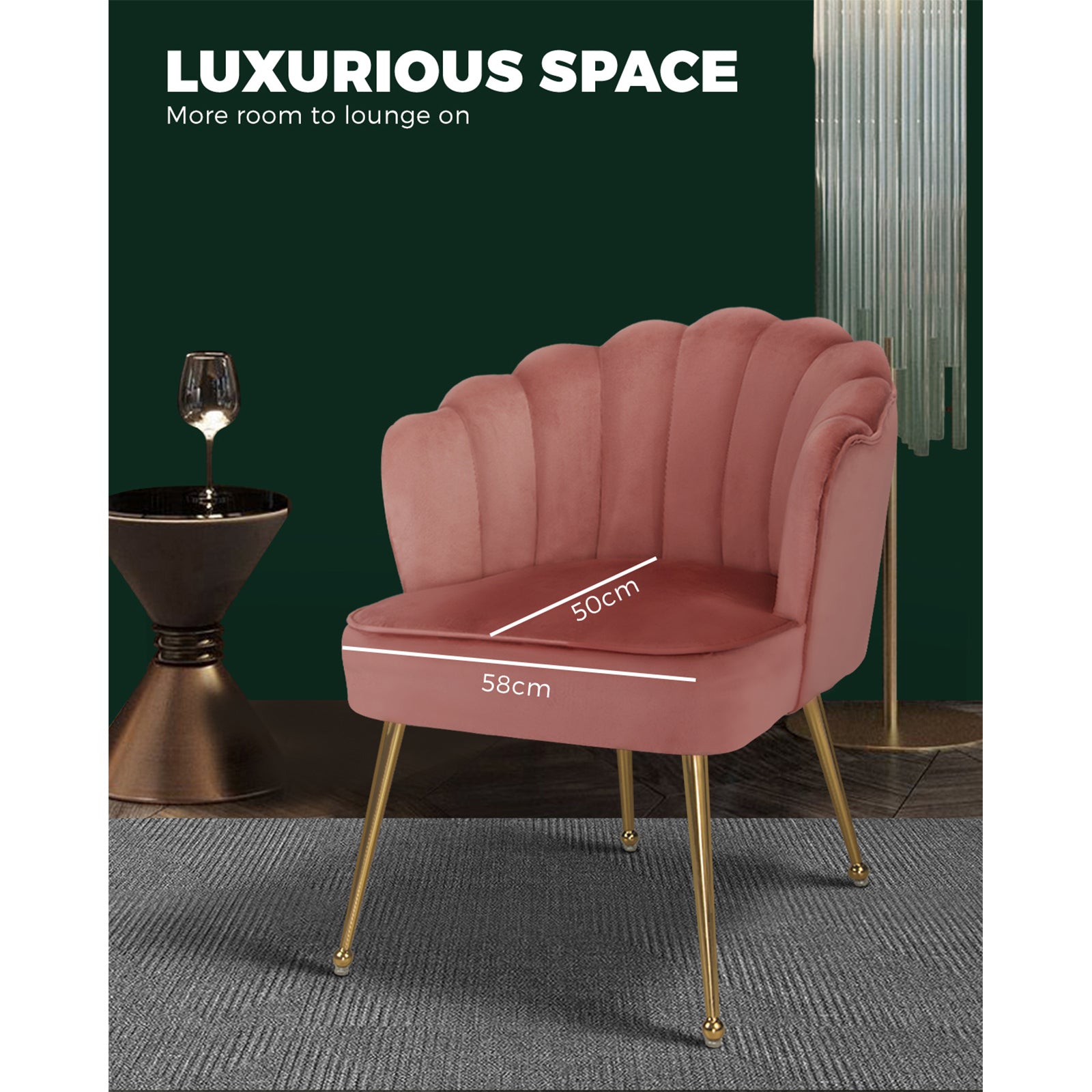 Oikiture Armchair Lounge Sofa Chair Accent Fabric Chairs Armchairs Couches Pink - Sunyee