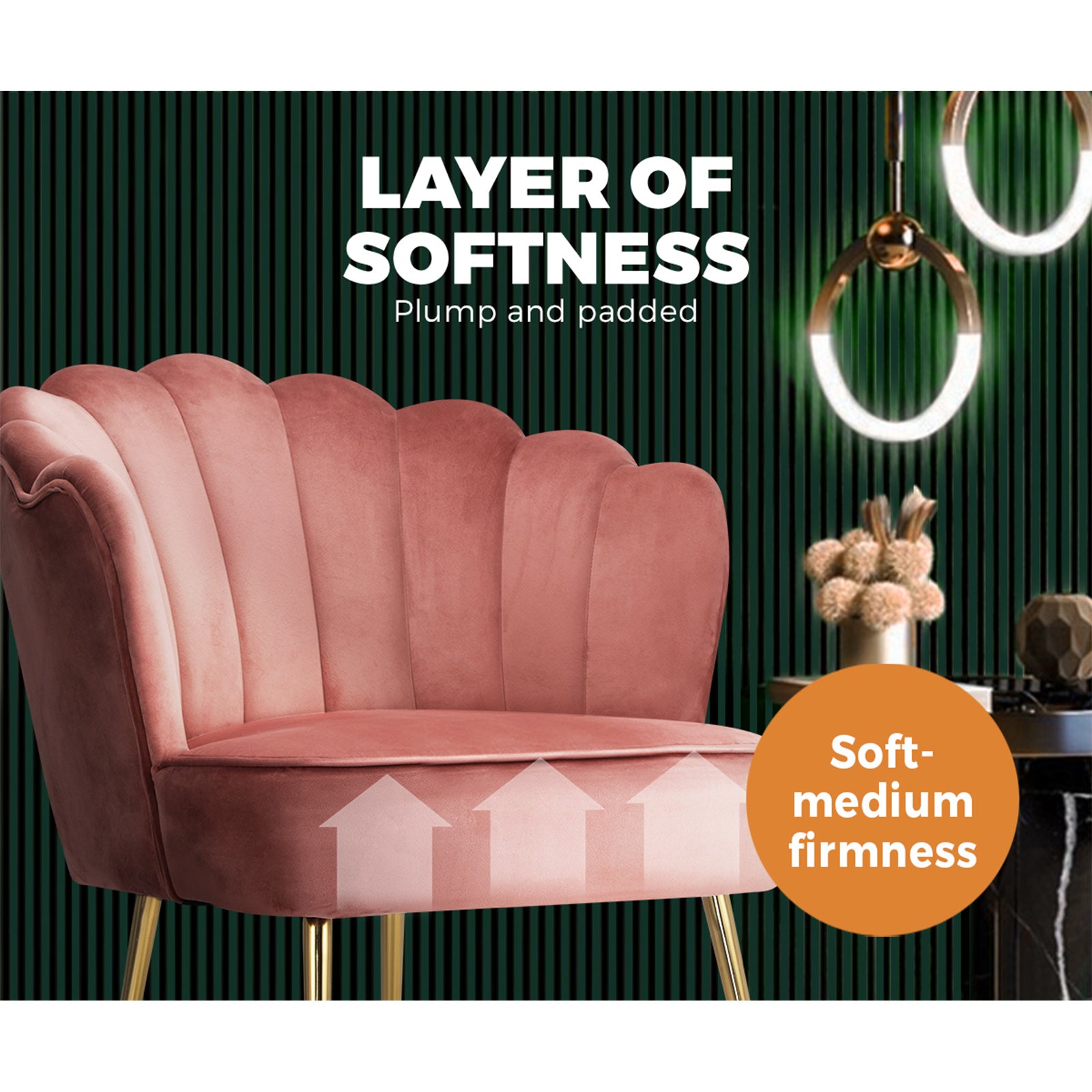 Oikiture Armchair Lounge Sofa Chair Accent Fabric Chairs Armchairs Couches Pink - Sunyee