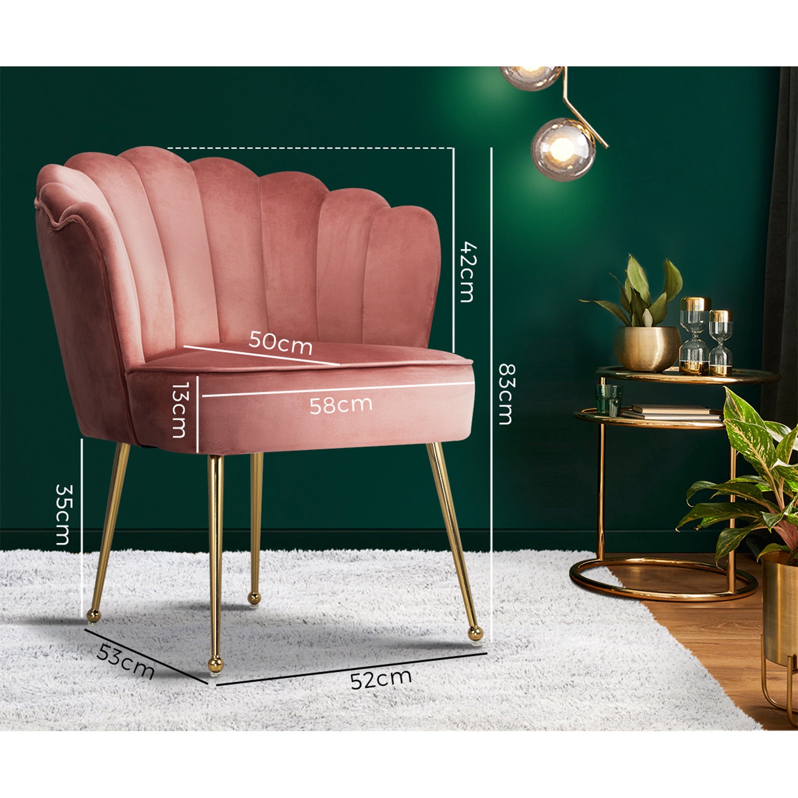 Oikiture Armchair Lounge Sofa Chair Accent Fabric Chairs Armchairs Couches Pink - Sunyee