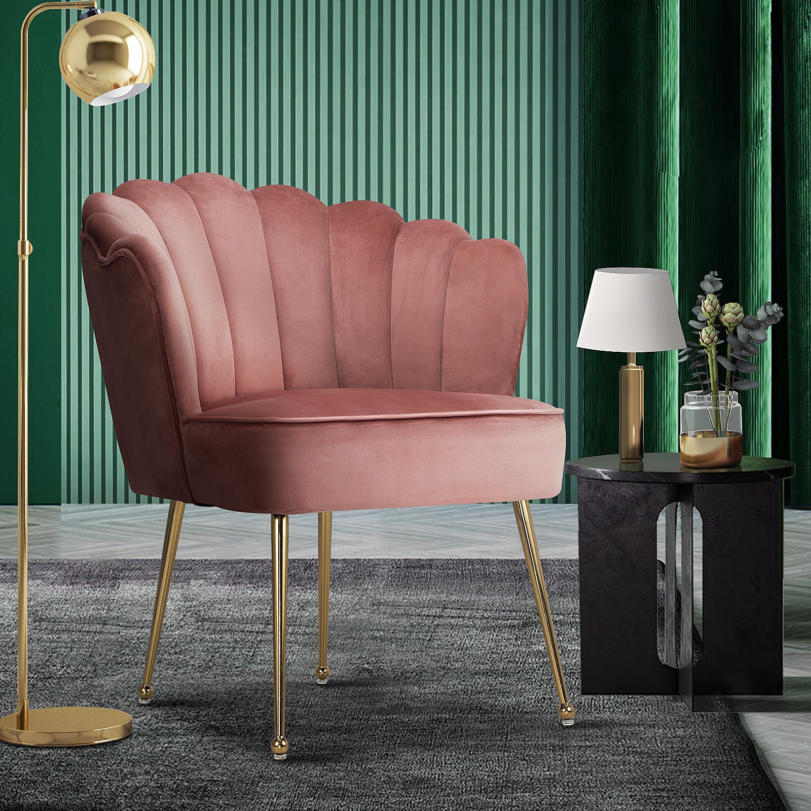 Oikiture Armchair Lounge Sofa Chair Accent Fabric Chairs Armchairs Couches Pink - Sunyee