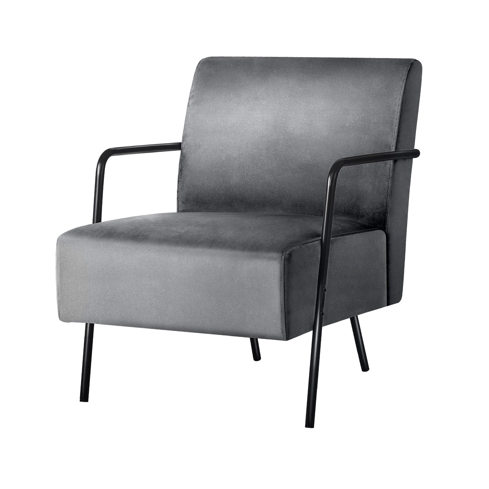 Oikiture Velvet Armchair Accent Chairs Sofa Lounge Upholstered Tub Chair Grey - Sunyee