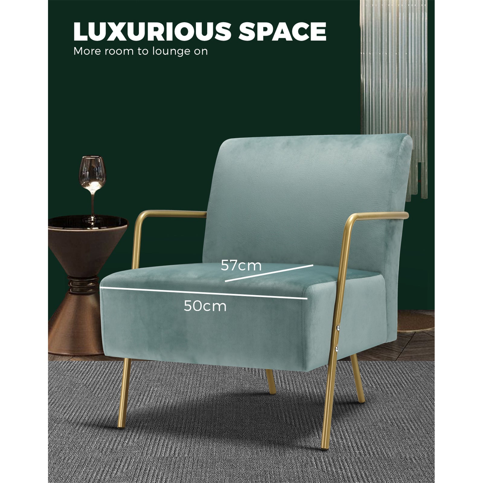 Oikiture Armchair Lounge Sofa Chair Fabric Accent Chairs Armchairs Couches Blue - Sunyee