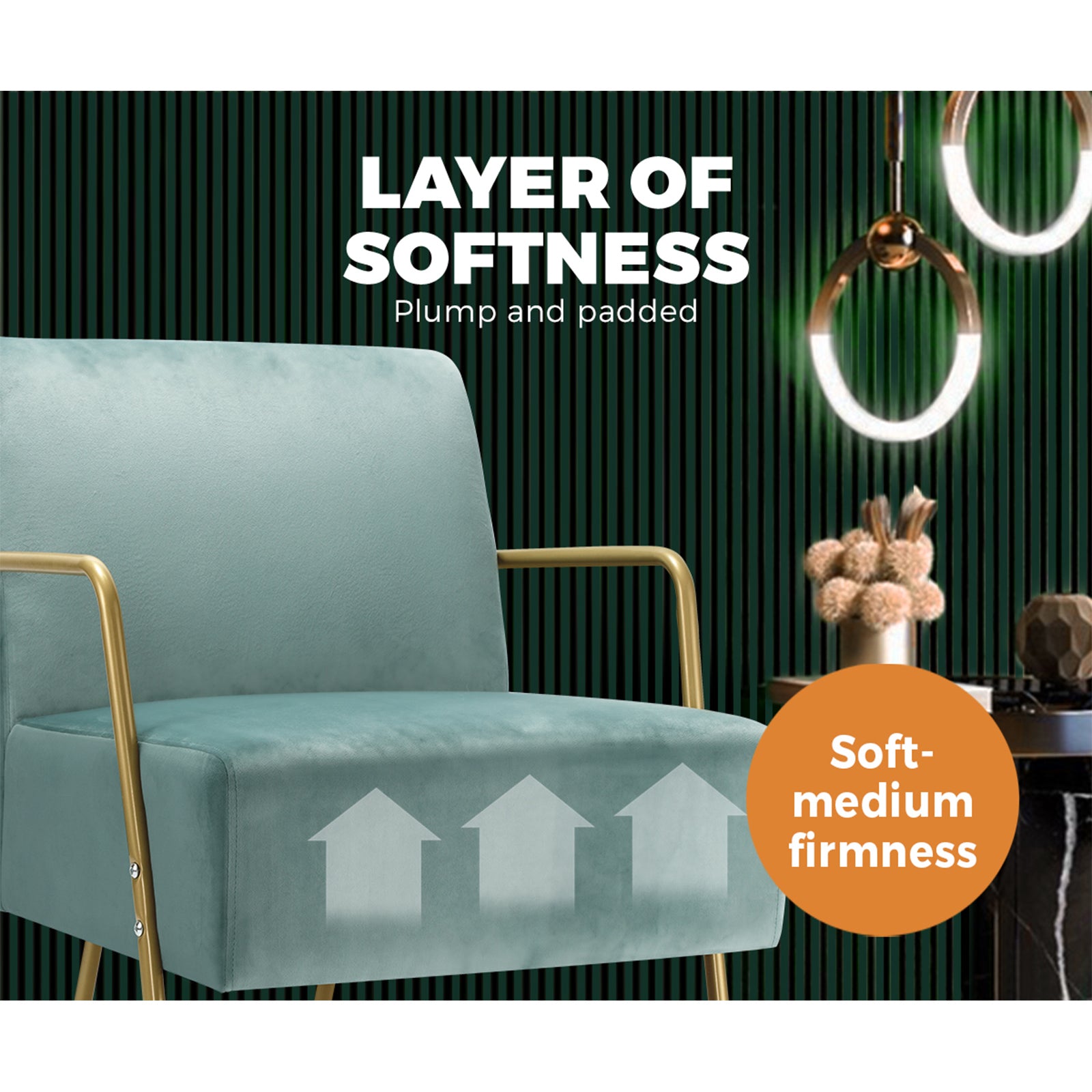 Oikiture Armchair Lounge Sofa Chair Fabric Accent Chairs Armchairs Couches Blue - Sunyee