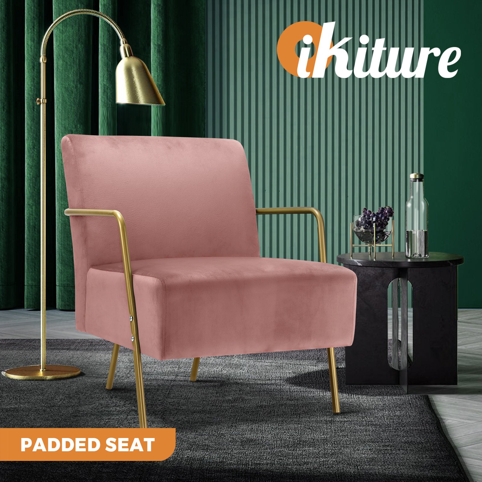Oikiture Armchair Lounge Chair Armchairs Velvet Accent Arm Chairs Sofa Couches - Sunyee