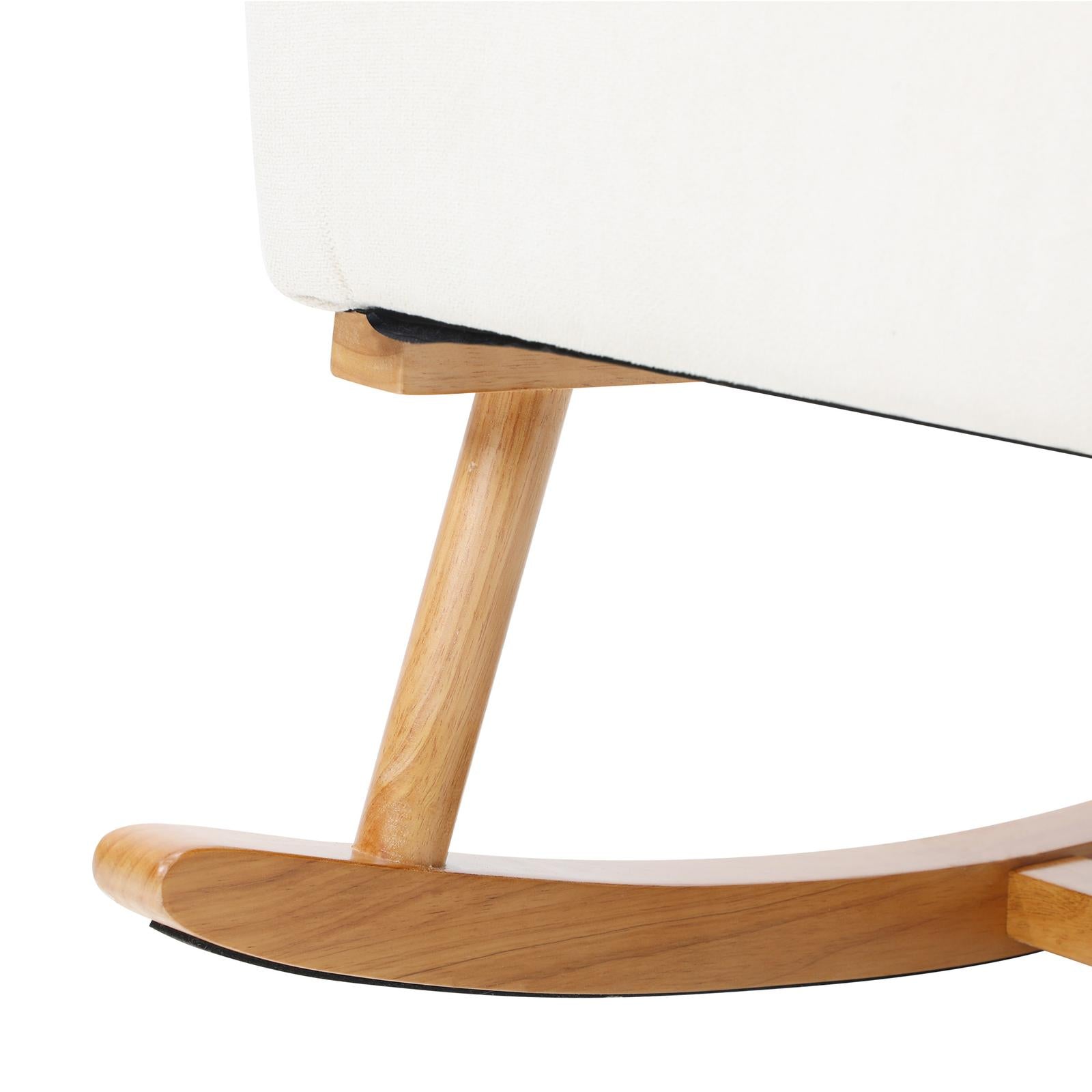 Oikiture Rocking Chair Nursing Armchair Linen Accent Chairs PE Rattan Beige - Sunyee