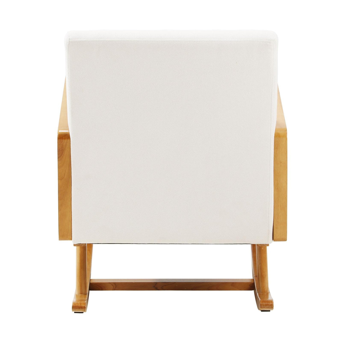 Oikiture 3x Rocking Chair Nursing Armchair Linen Accent Chairs PE Rattan Beige