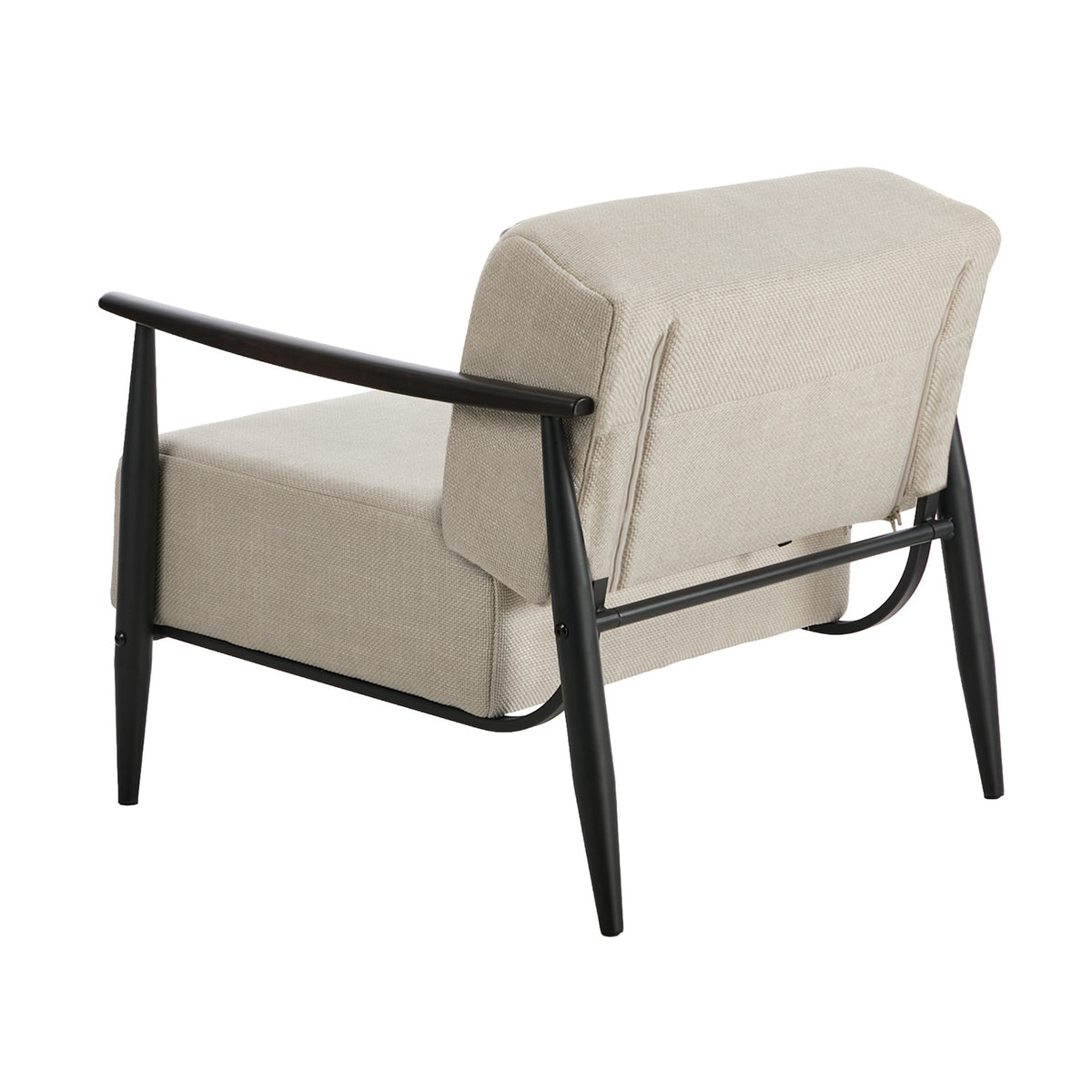 Oikiture Wooden Armchair Lounge Sofa Chair Fabric Accent Armchairs Beige
