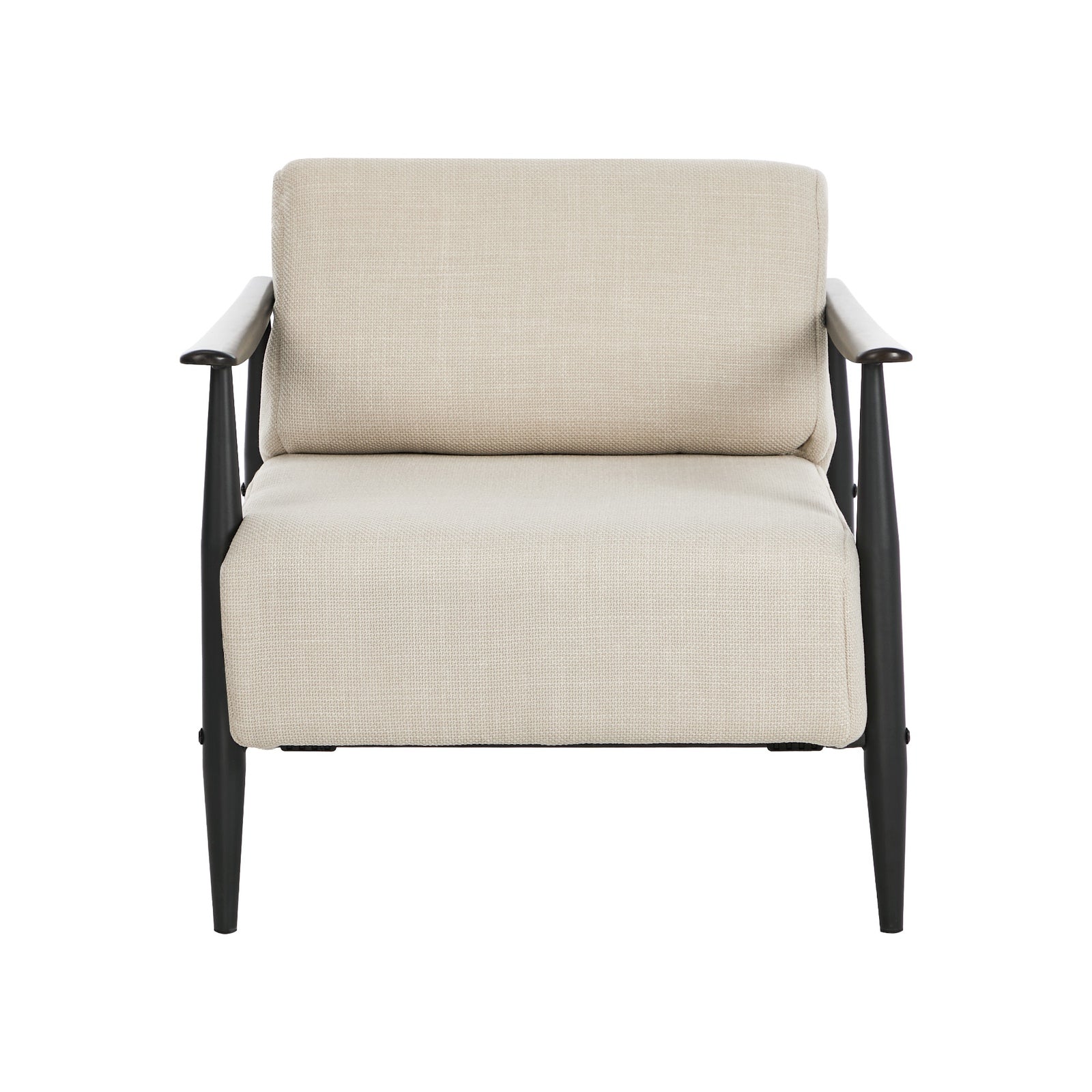 Oikiture Wooden Armchair Lounge Sofa Chair Fabric Accent Armchairs Beige - Sunyee