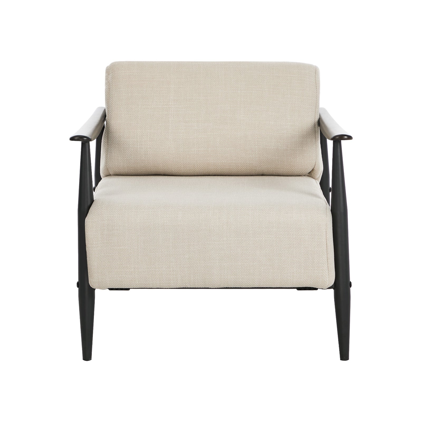 Oikiture 2x Wooden Armchair Lounge Sofa Chair Fabric Accent Armchairs Beige - Sunyee