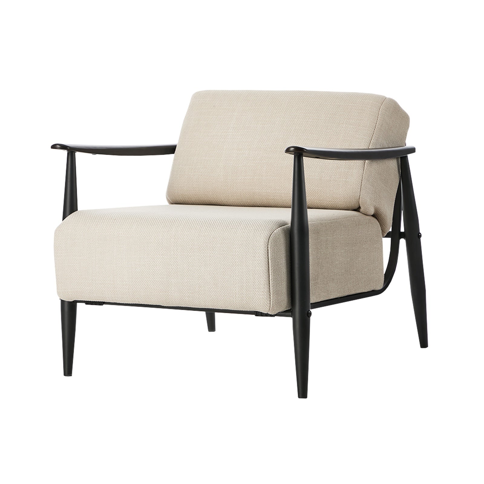 Oikiture 2x Wooden Armchair Lounge Sofa Chair Fabric Accent Armchairs Beige - Sunyee