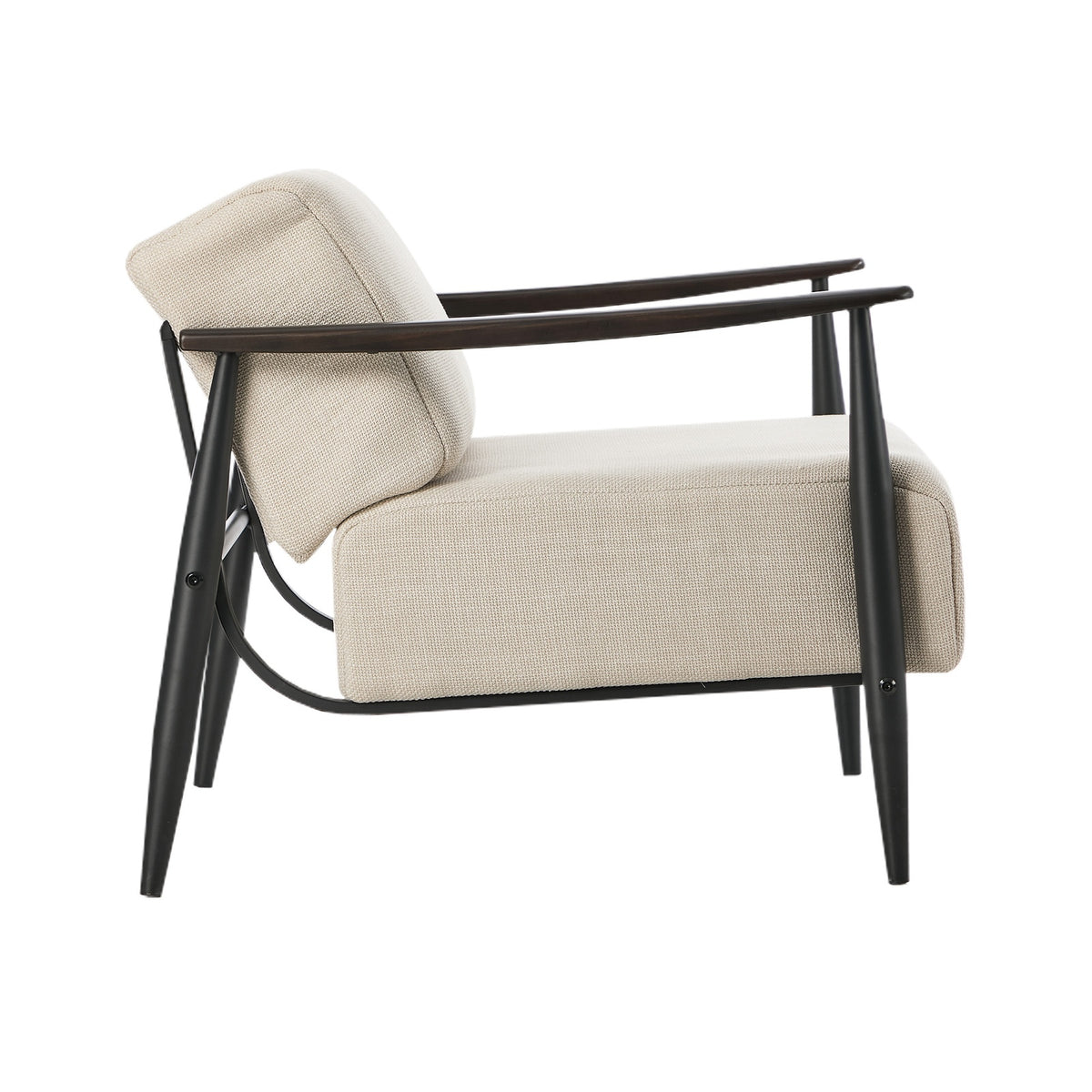 Oikiture 2x Wooden Armchair Lounge Sofa Chair Fabric Accent Armchairs Beige