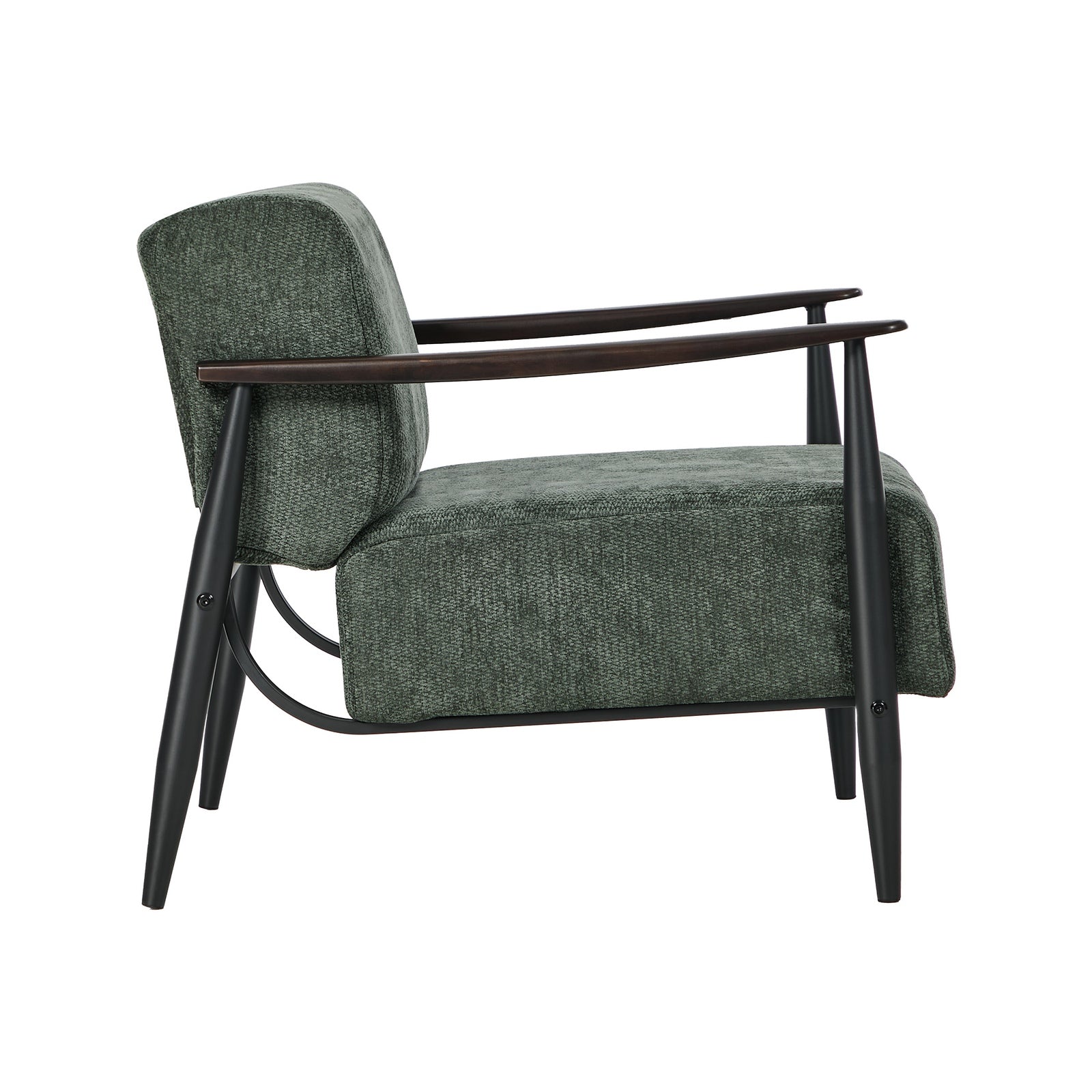 Oikiture Wooden Armchair Lounge Sofa Chair Chenille Accent Armchairs Green