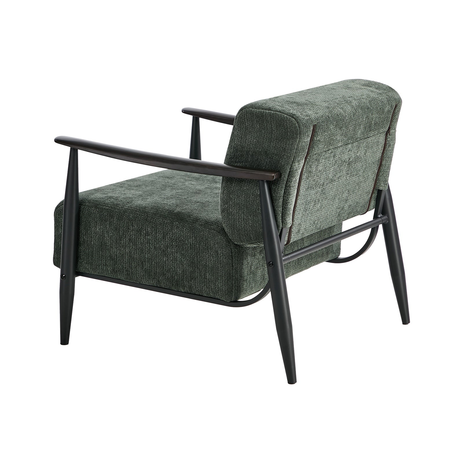 Oikiture Wooden Armchair Lounge Sofa Chair Chenille Accent Armchairs Green