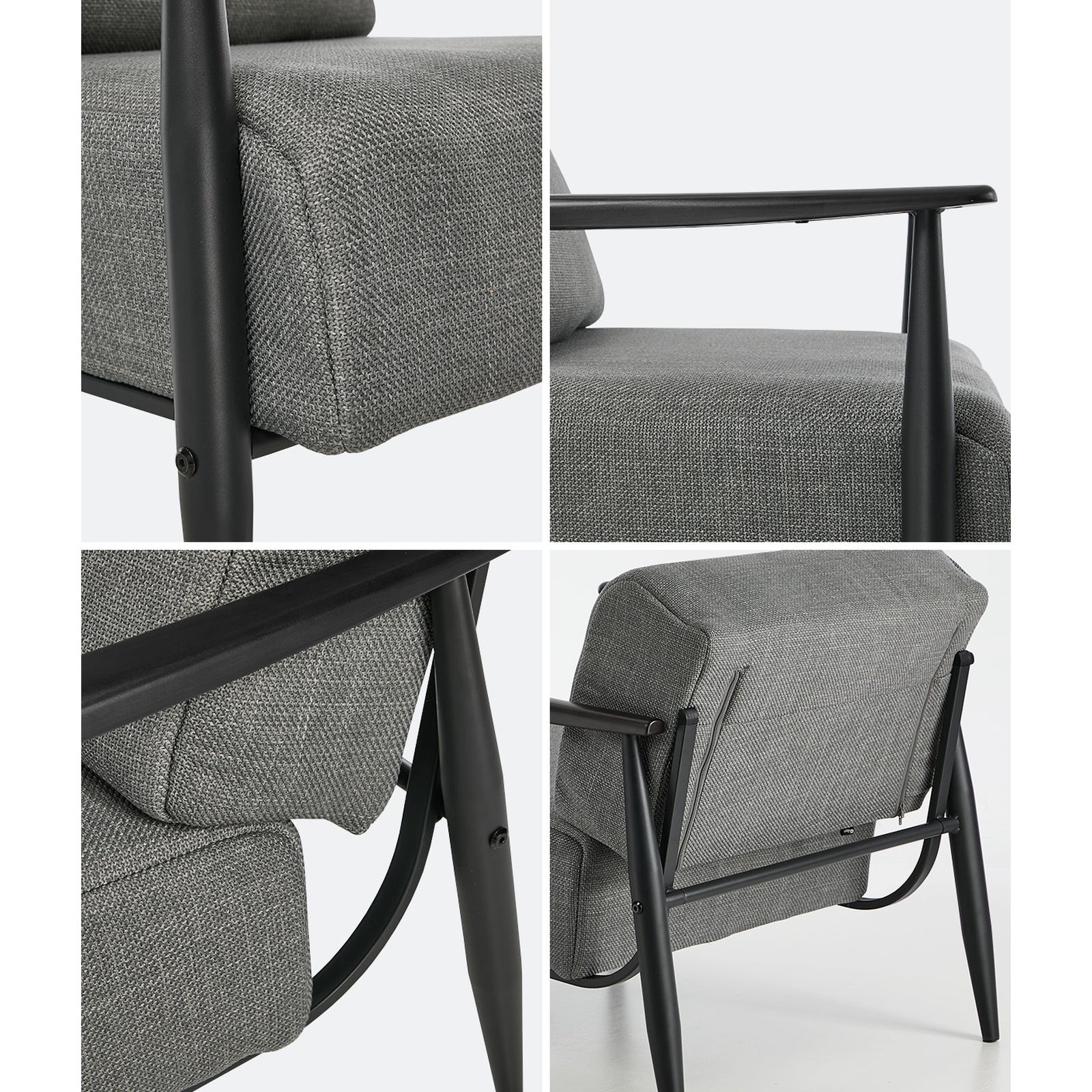 Oikiture Wooden Armchair Lounge Sofa Chair Fabric Accent Armchairs Grey - Sunyee