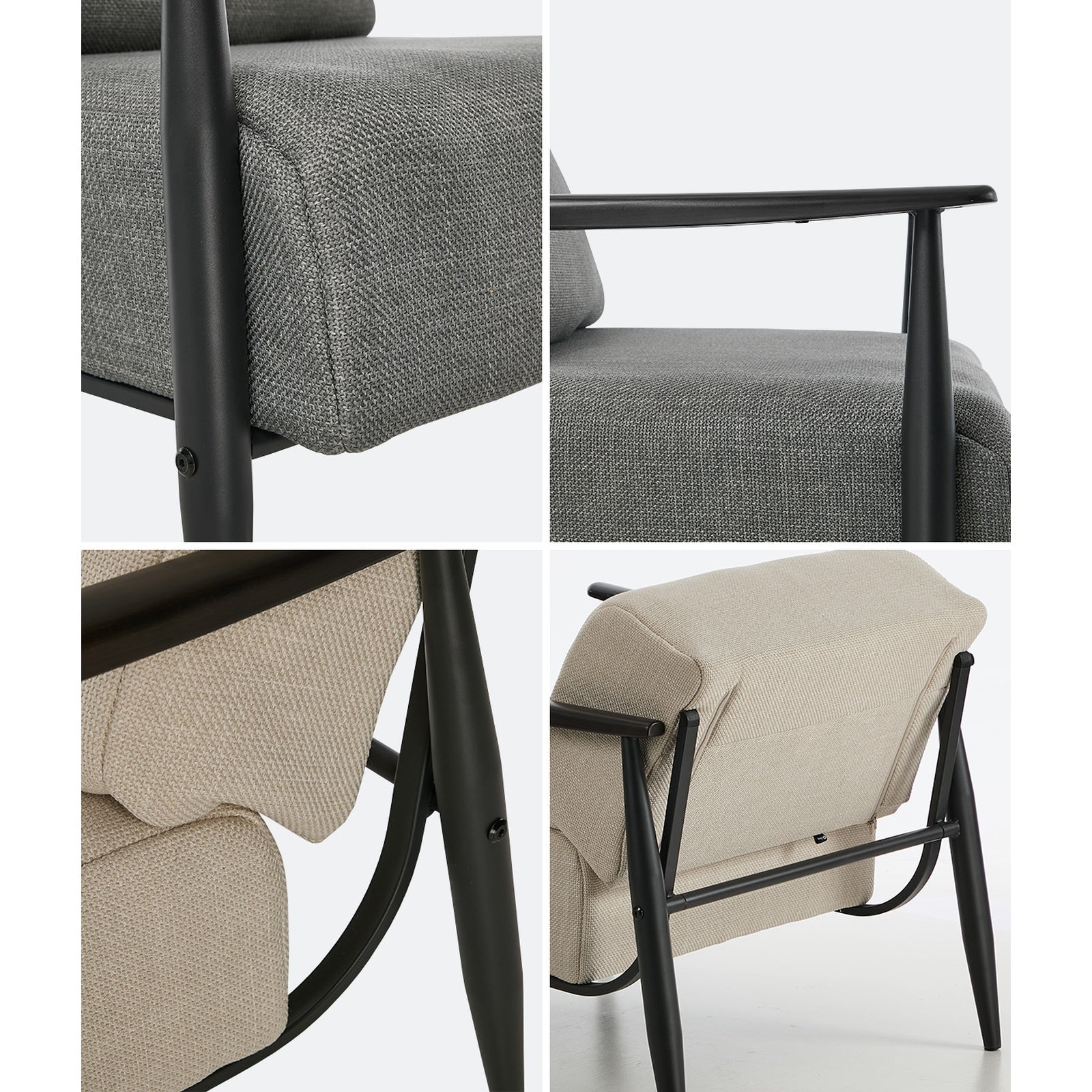 Oikiture Wooden Armchair Lounge Sofa Chair Fabric Accent Armchairs - Sunyee