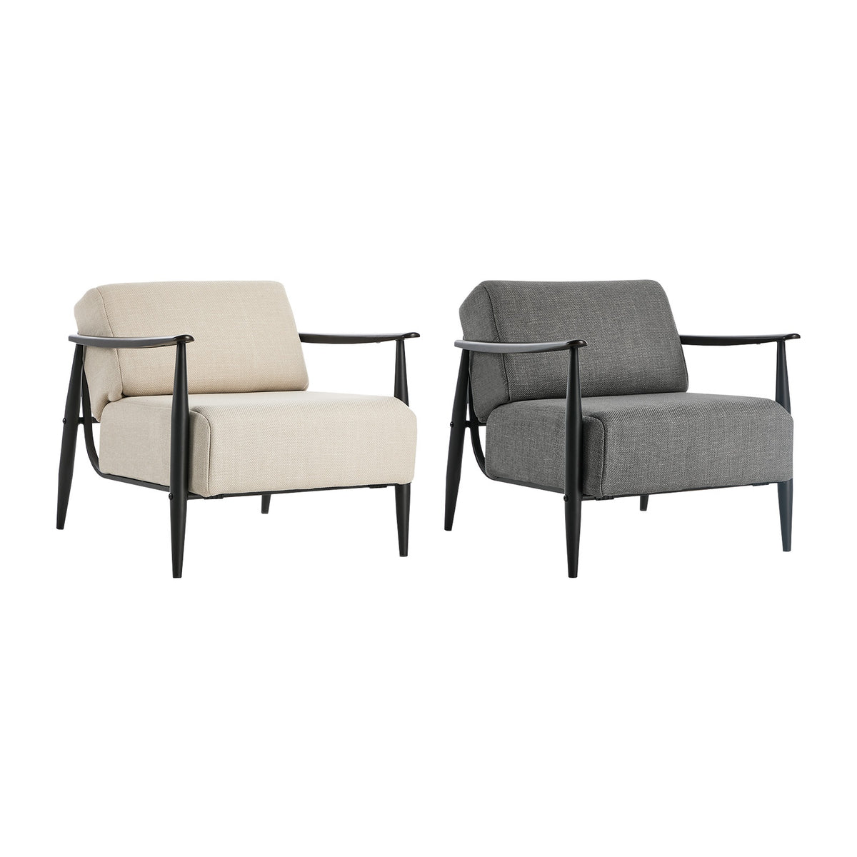 Oikiture Wooden Armchair Lounge Sofa Chair Fabric Accent Armchairs
