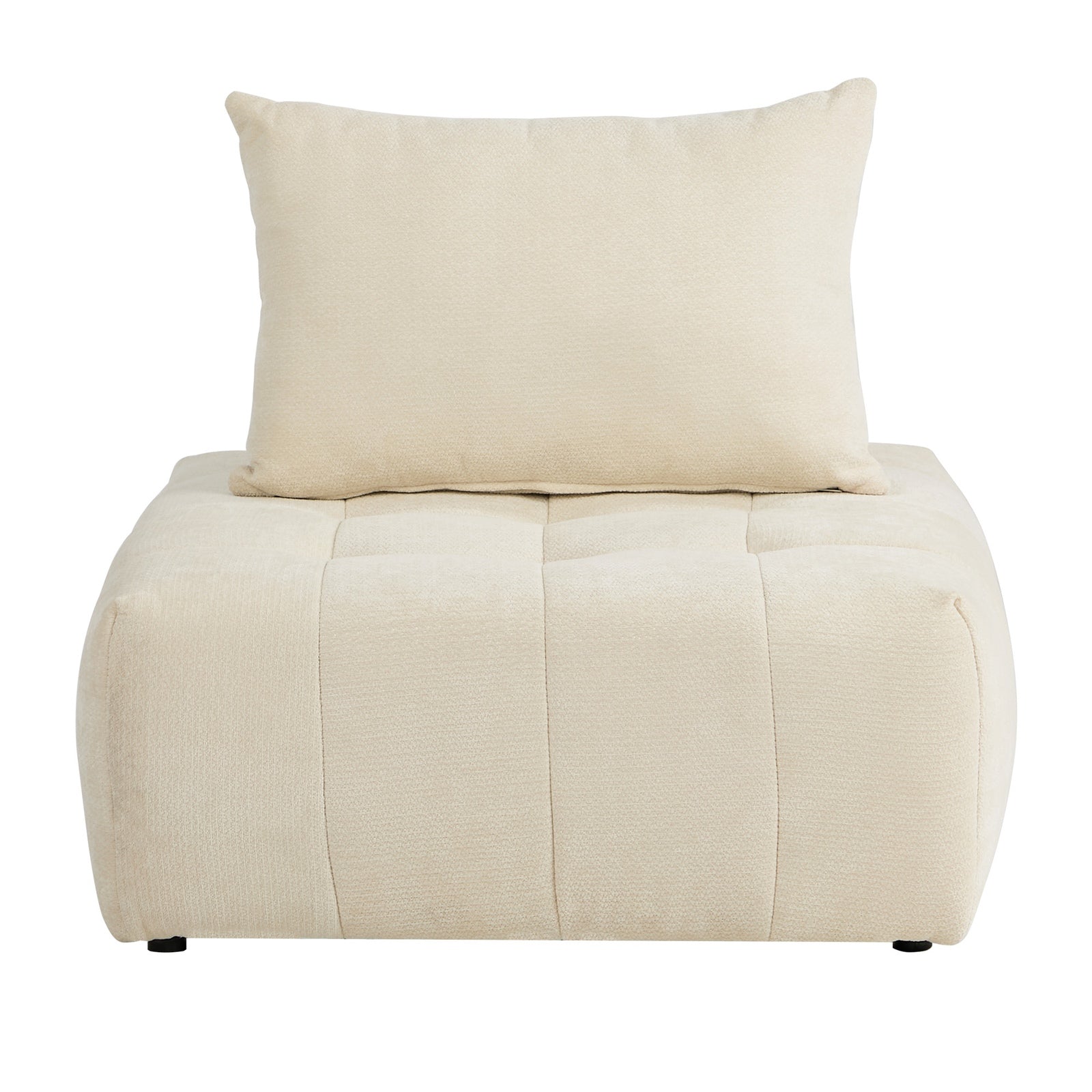 Oikiture 4x Chenille Modular Sofa Floor Lounge Chair w/Pillow TOFU Armless Beige