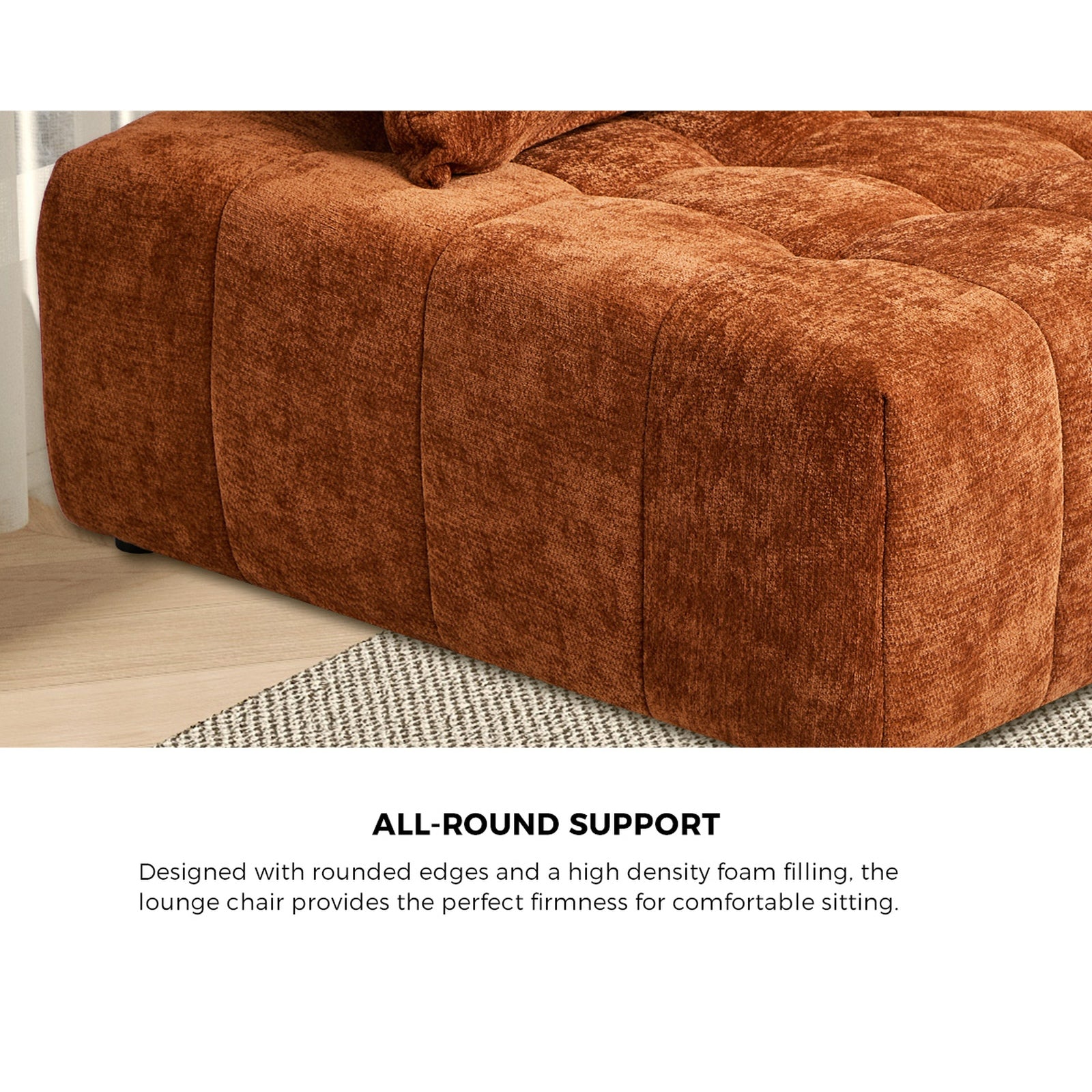 Oikiture 2x Chenille Modular Sofa Floor Lounge Chair w/Pillow TOFU Armless Brown