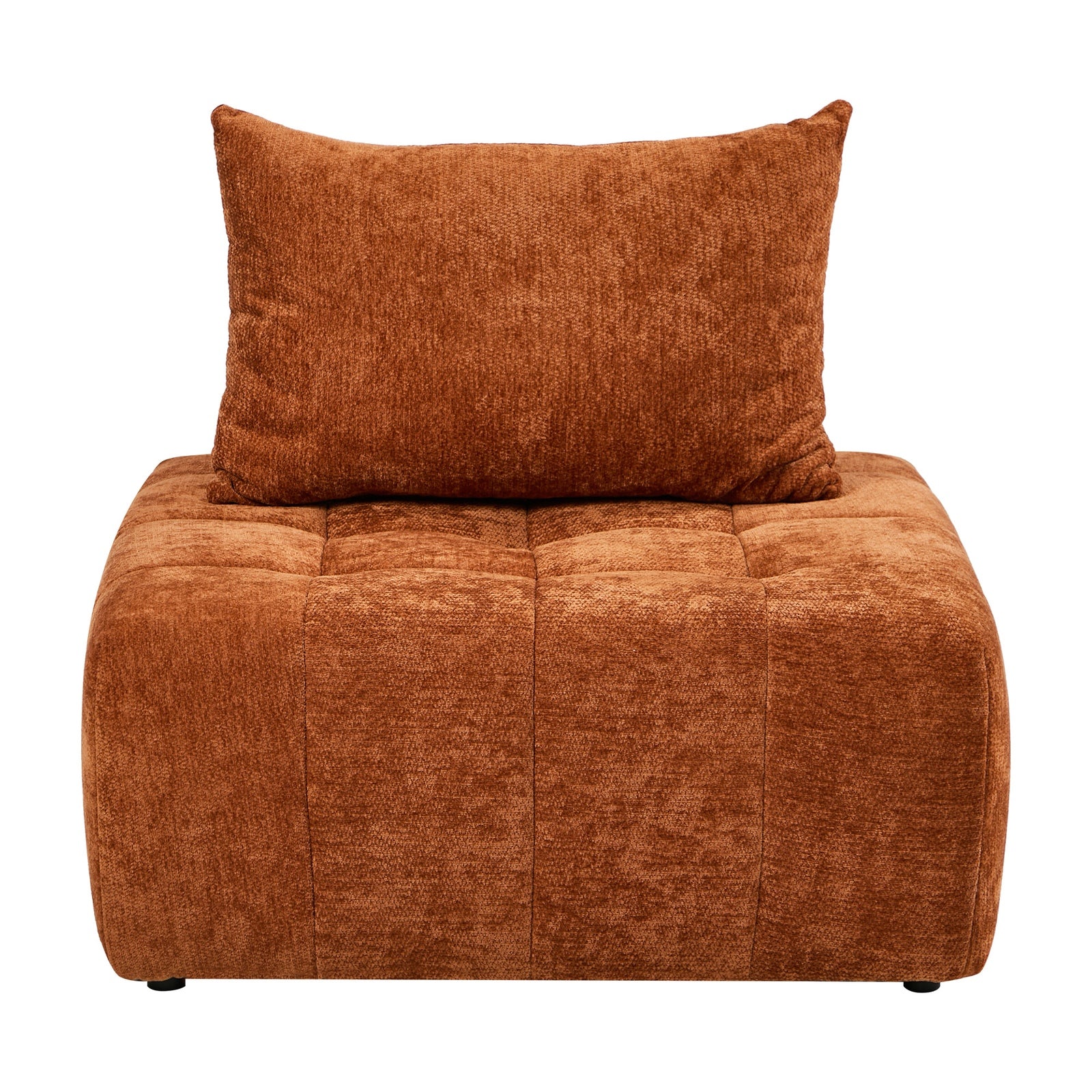 Oikiture 2x Chenille Modular Sofa Floor Lounge Chair w/Pillow TOFU Armless Brown