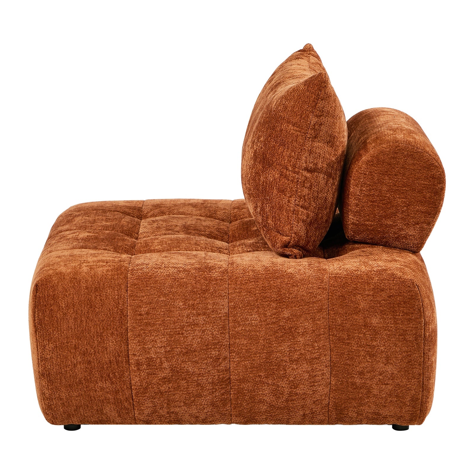 Oikiture 2x Chenille Modular Sofa Floor Lounge Chair w/Pillow TOFU Armless Brown