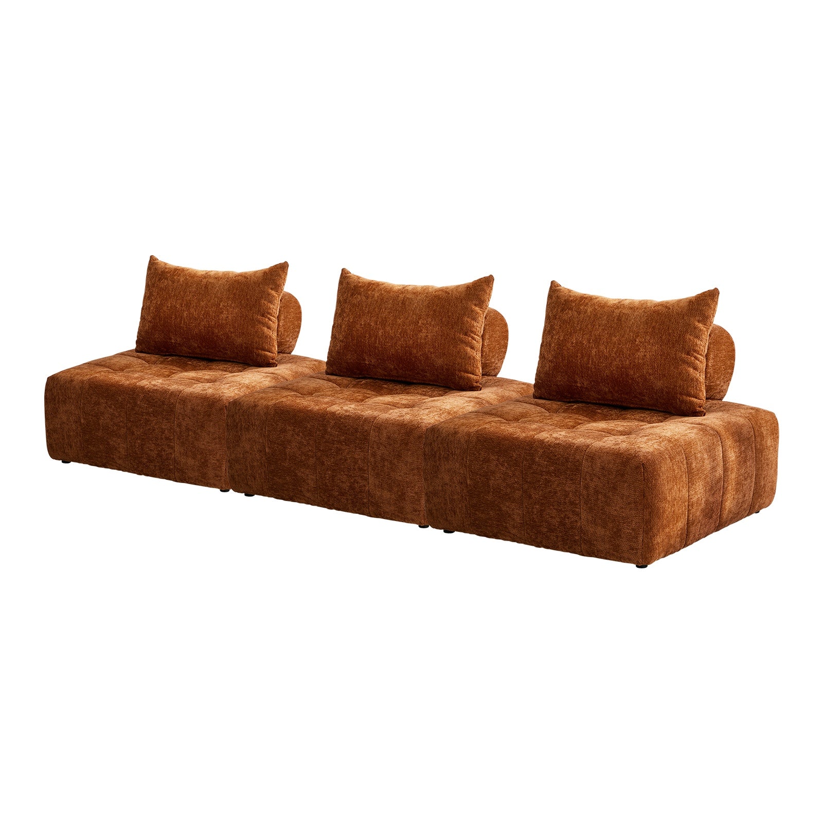 Oikiture 3x Chenille Modular Sofa Floor Lounge Chair w/Pillow TOFU Armless