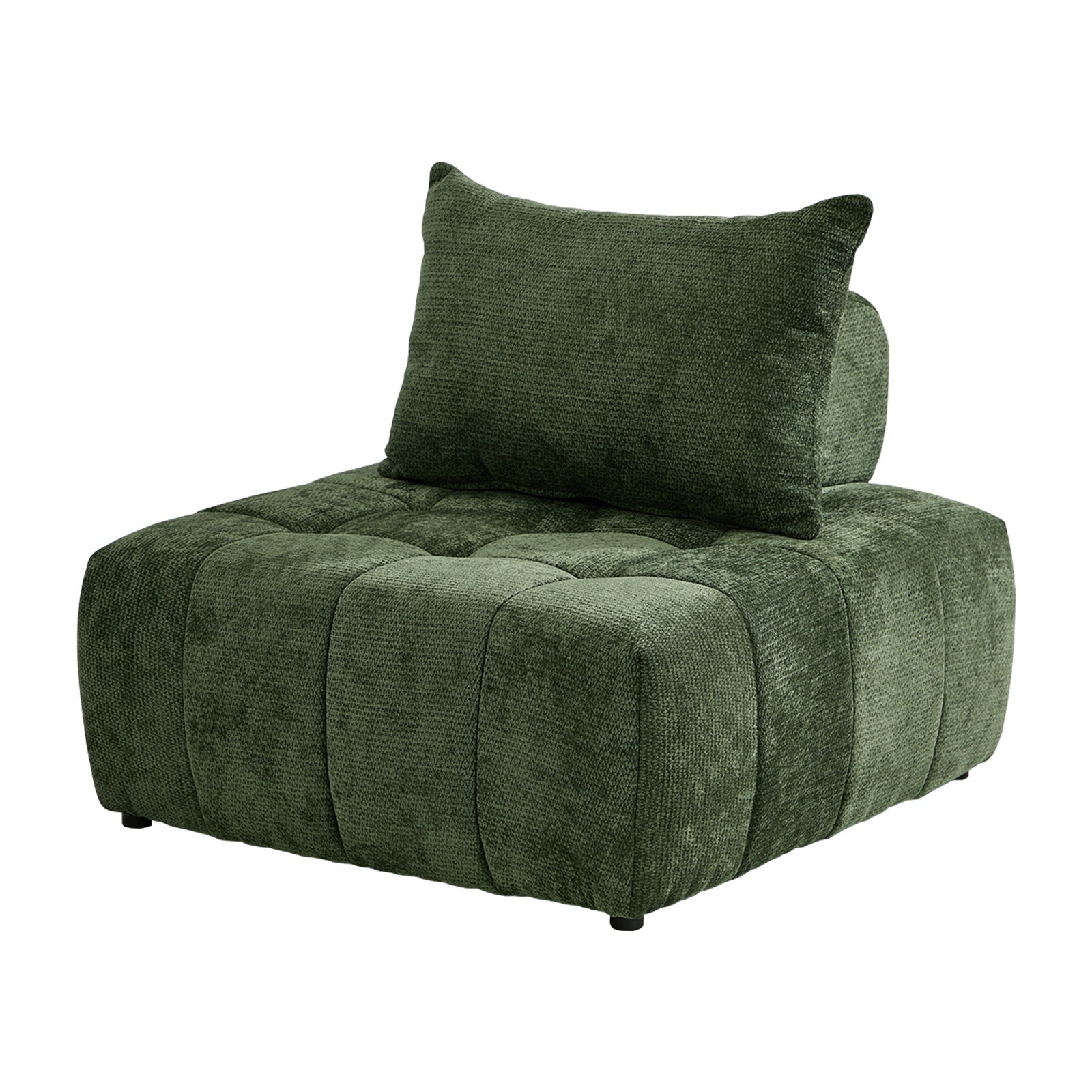 Oikiture Chenille Modular Sofa Floor Lounge Chair w/Pillow TOFU Armless Green