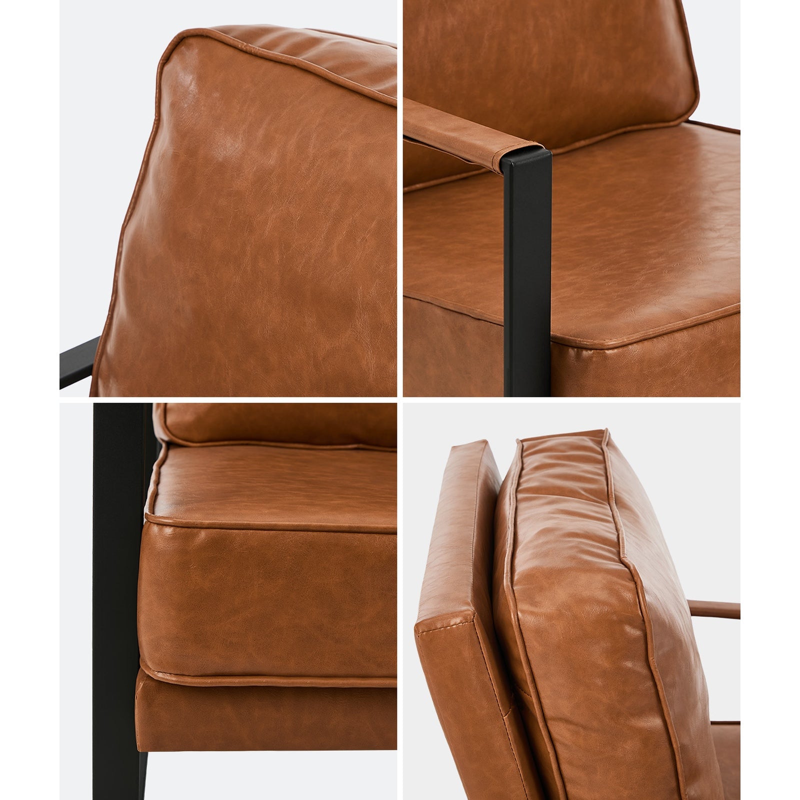 Oikiture Lounge Armchair Sofa Chair Faux Leather Accent Armchairs - Sunyee