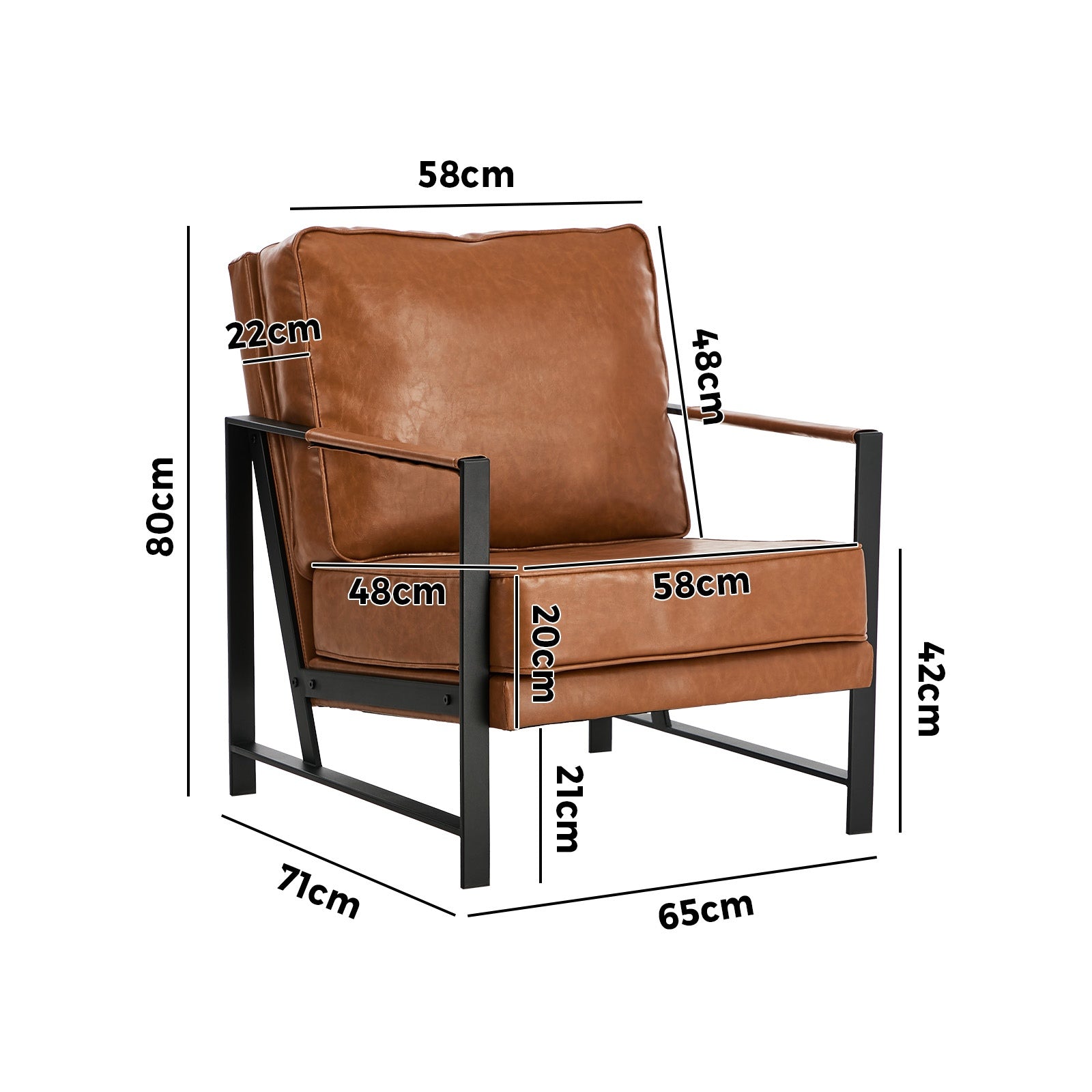 Oikiture Lounge Armchair Sofa Chair Faux Leather Accent Armchairs - Sunyee