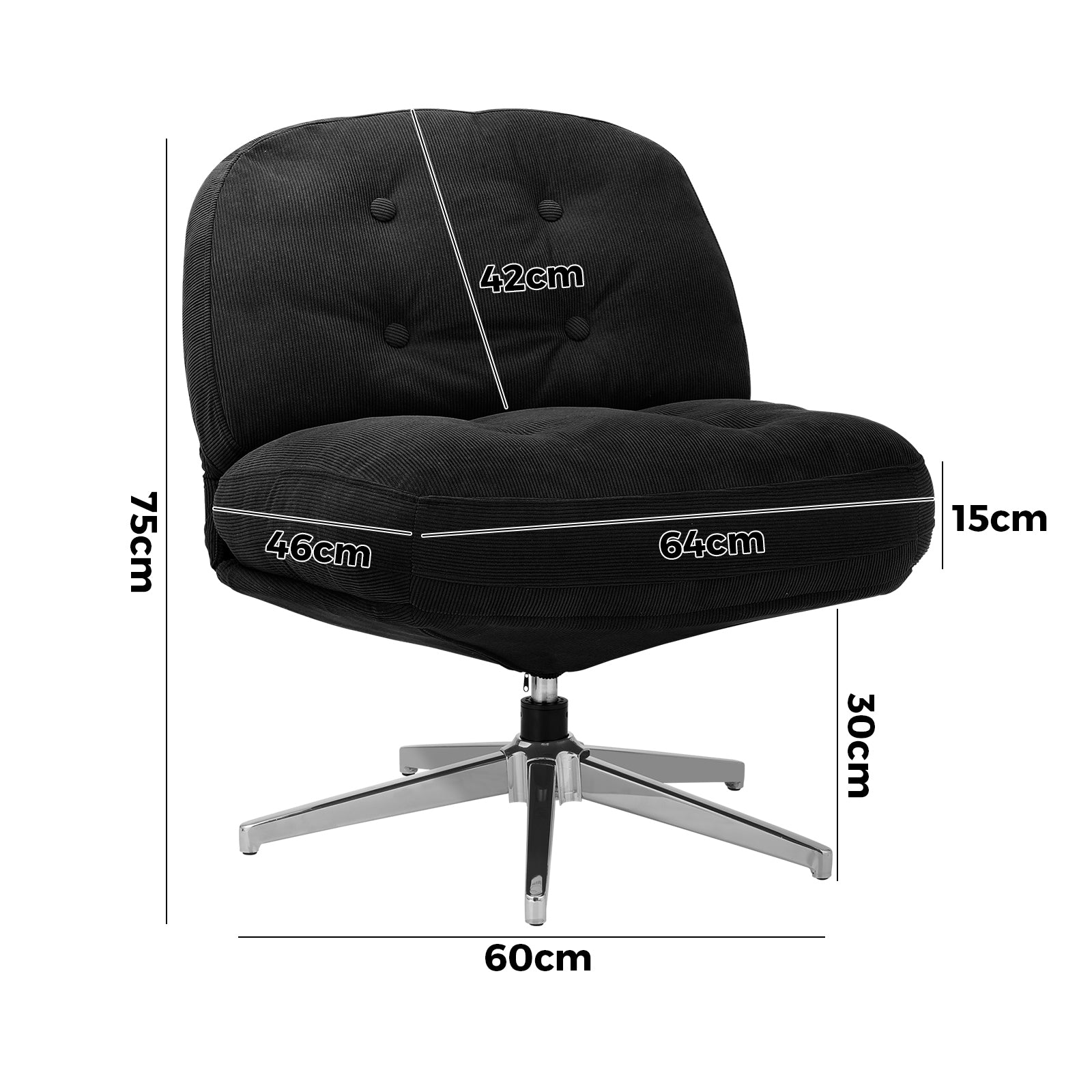 Oikiture Armchair Swivel Lounge Chair Padded Accent Chairs Polyester Black - Sunyee