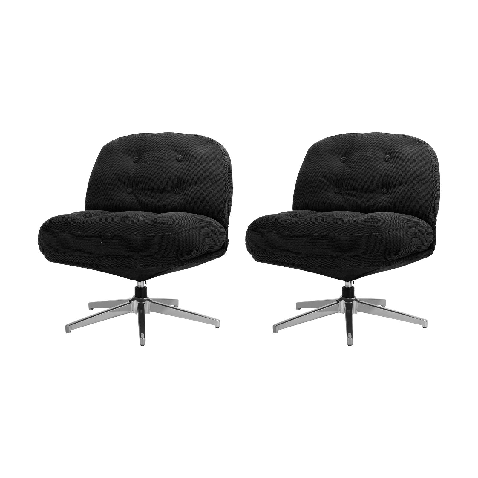 Oikiture 2x Armchair Swivel Lounge Chair Padded Accent Chairs Polyester Black - Sunyee