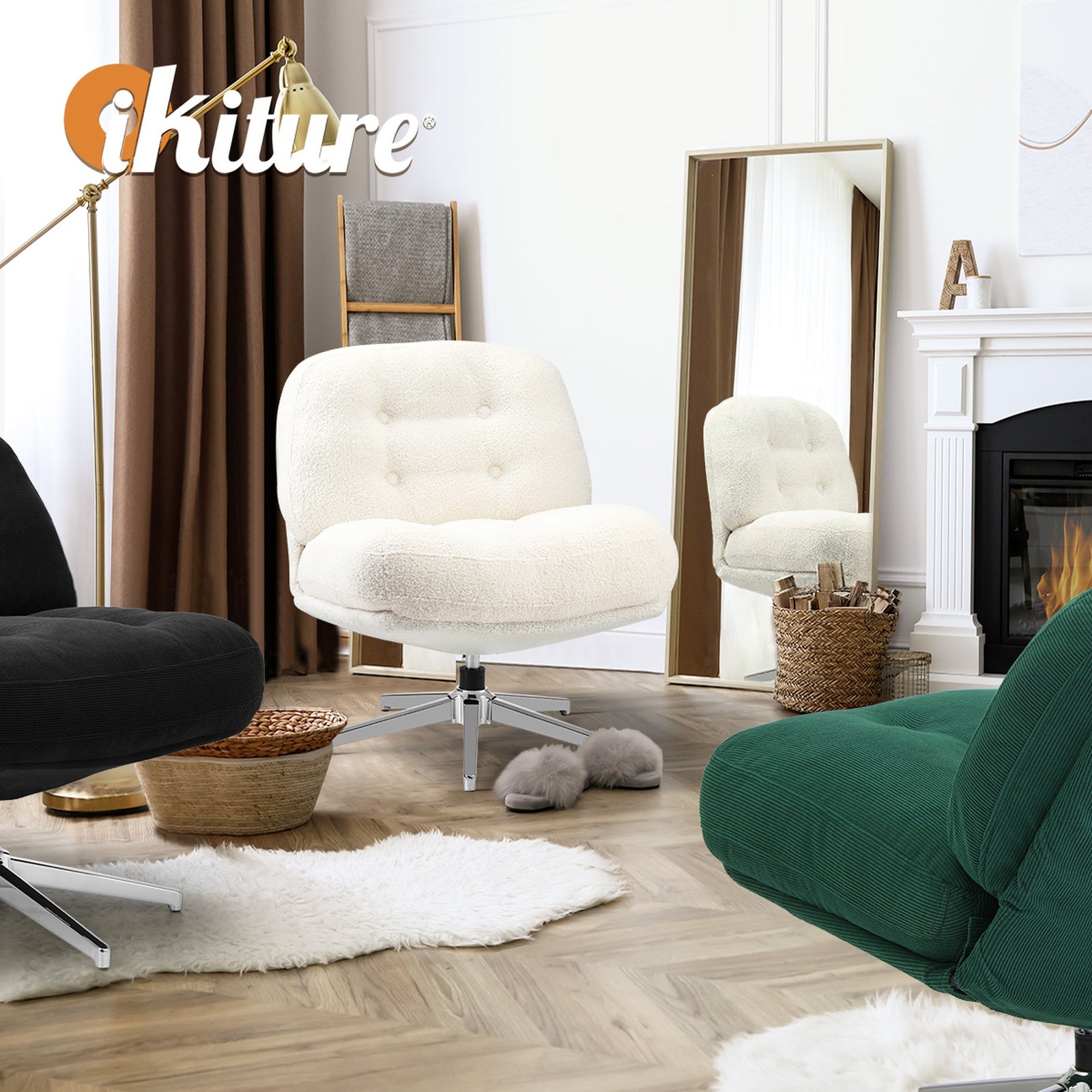 Oikiture Armchair Swivel Lounge Chair Padded Accent Chairs - Sunyee