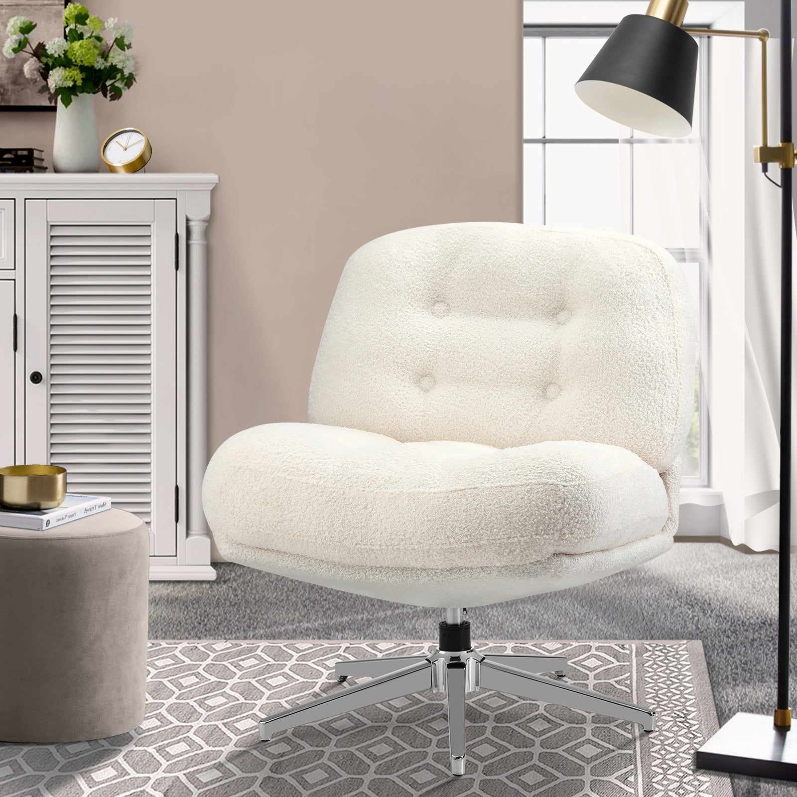 Oikiture Armchair Swivel Lounge Chair Padded Accent Chairs - Sunyee
