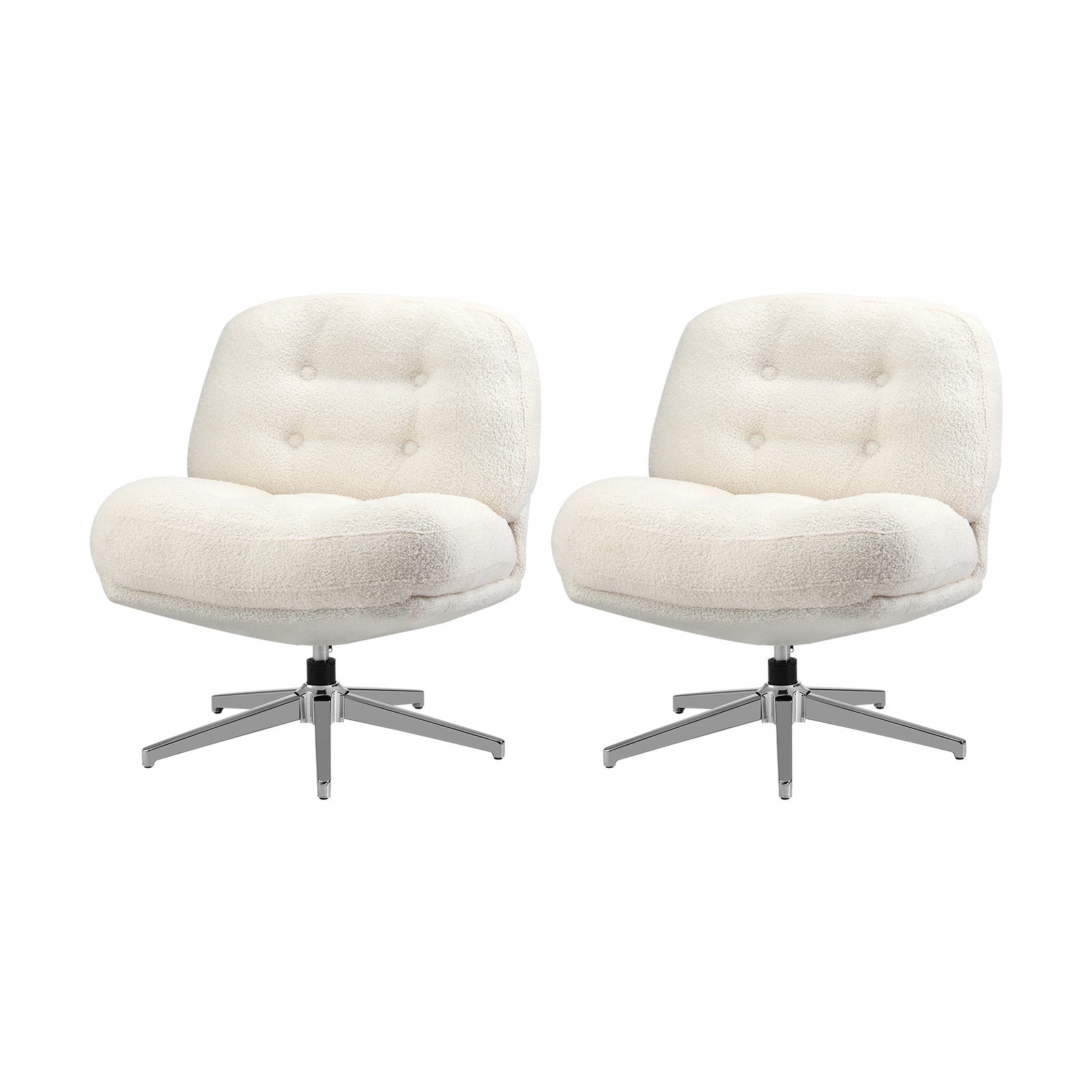 Oikiture 2x Armchair Swivel Lounge Chair Padded Accent Chairs Boucle White - Sunyee