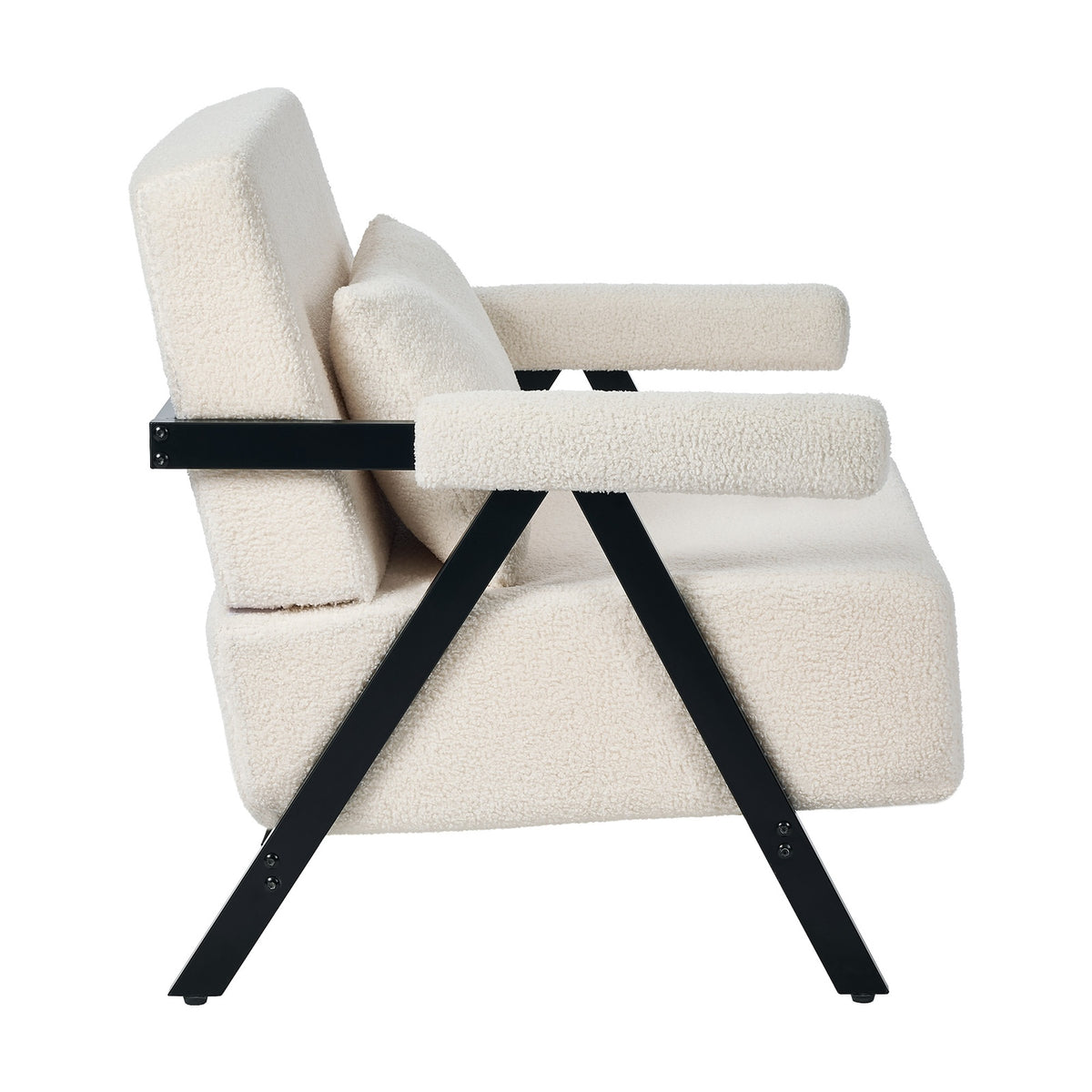Oikiture Compressed Armchair Sherpa Lounge Chair Accent Sofa with Cushion