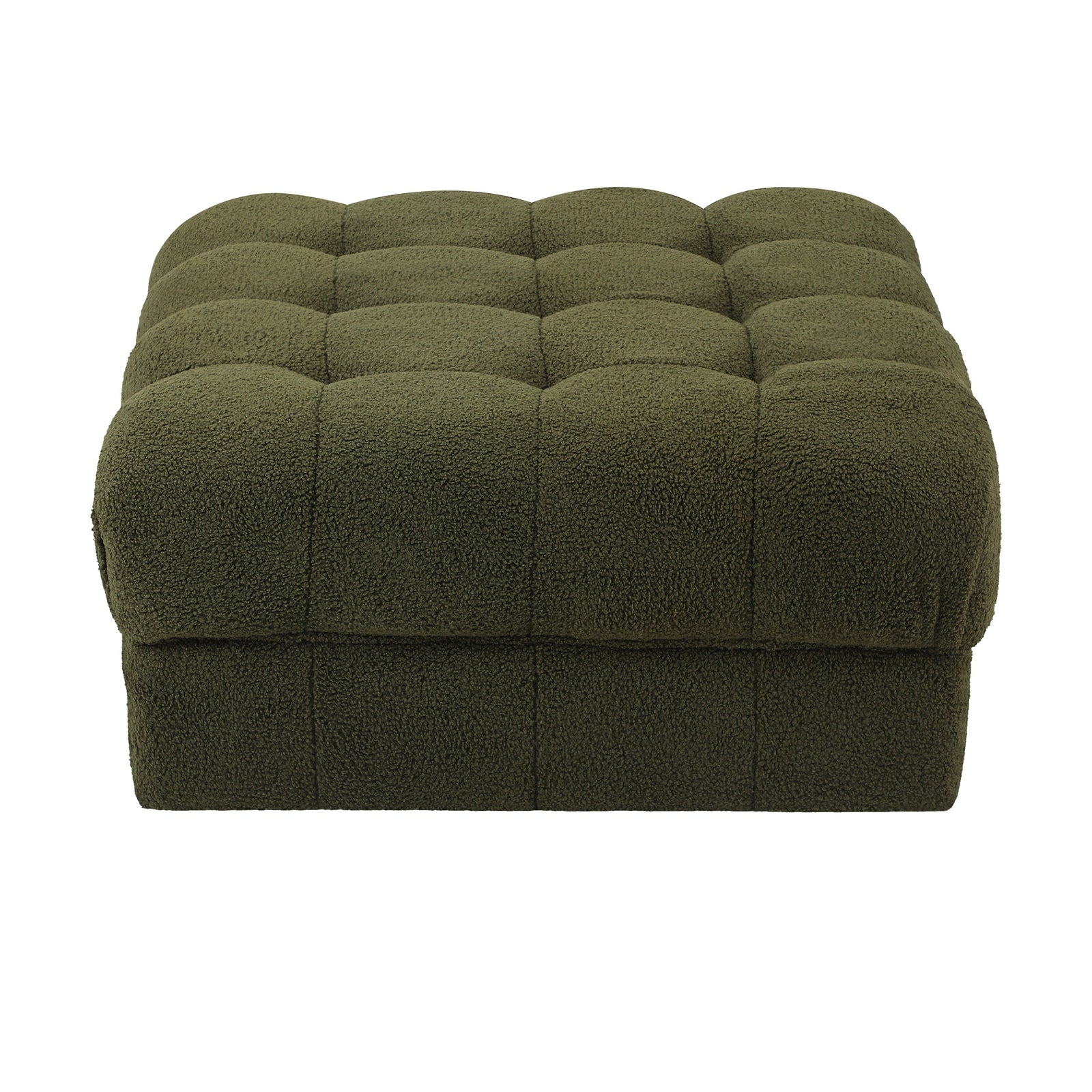 Oikiture 1 Seater Boucle Modular Ottoman Lounge Chair Armless TOFU White - Sunyee
