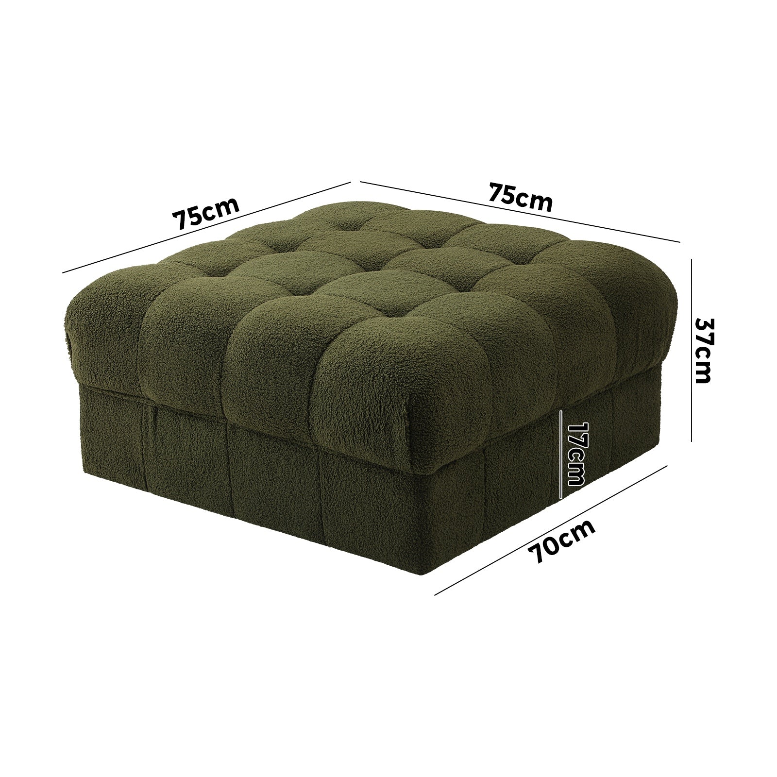 Oikiture 1 Seater Boucle Modular Ottoman Lounge Chair Armless TOFU White - Sunyee