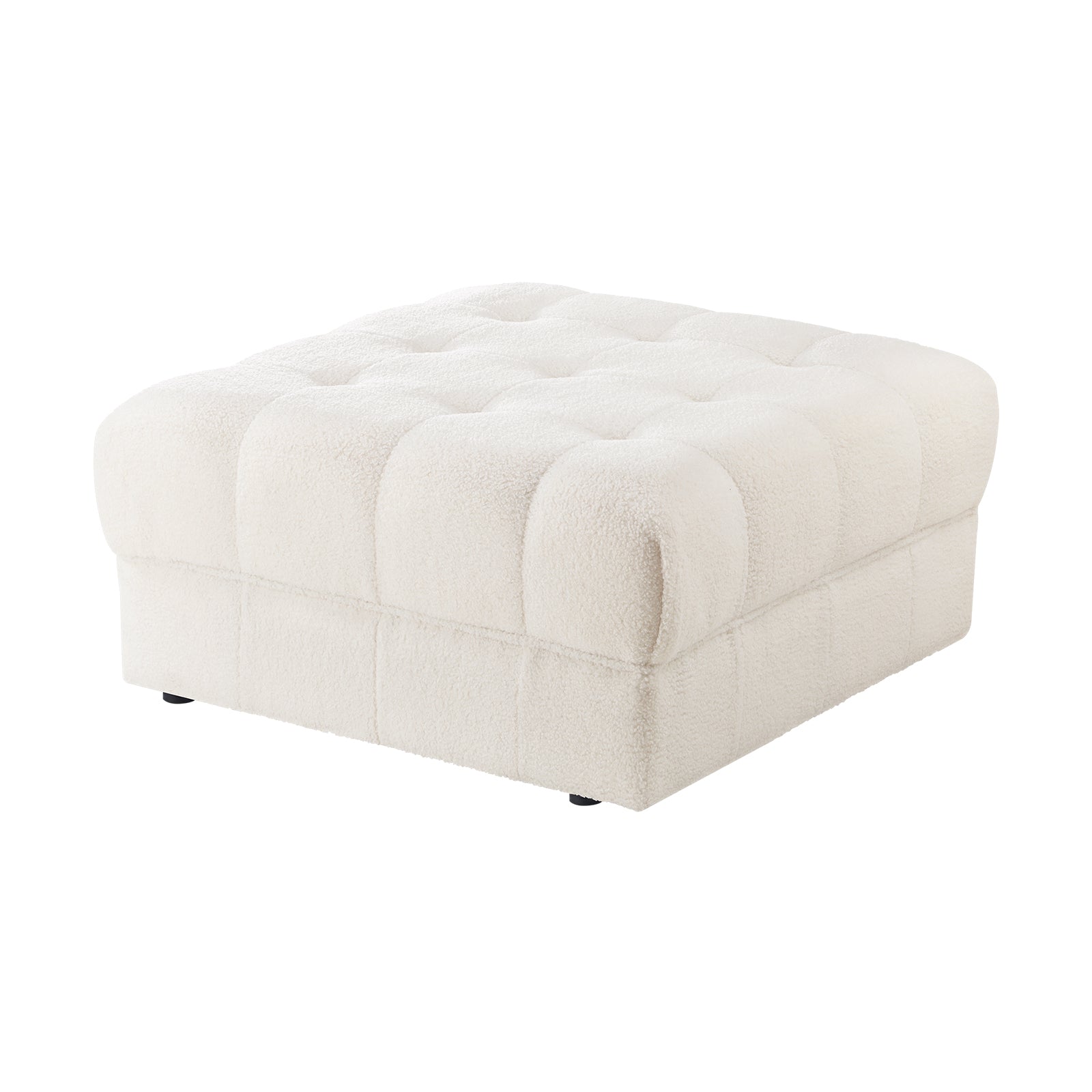 Oikiture 1 Seater Boucle Modular Ottoman Lounge Chair Armless TOFU White - Sunyee