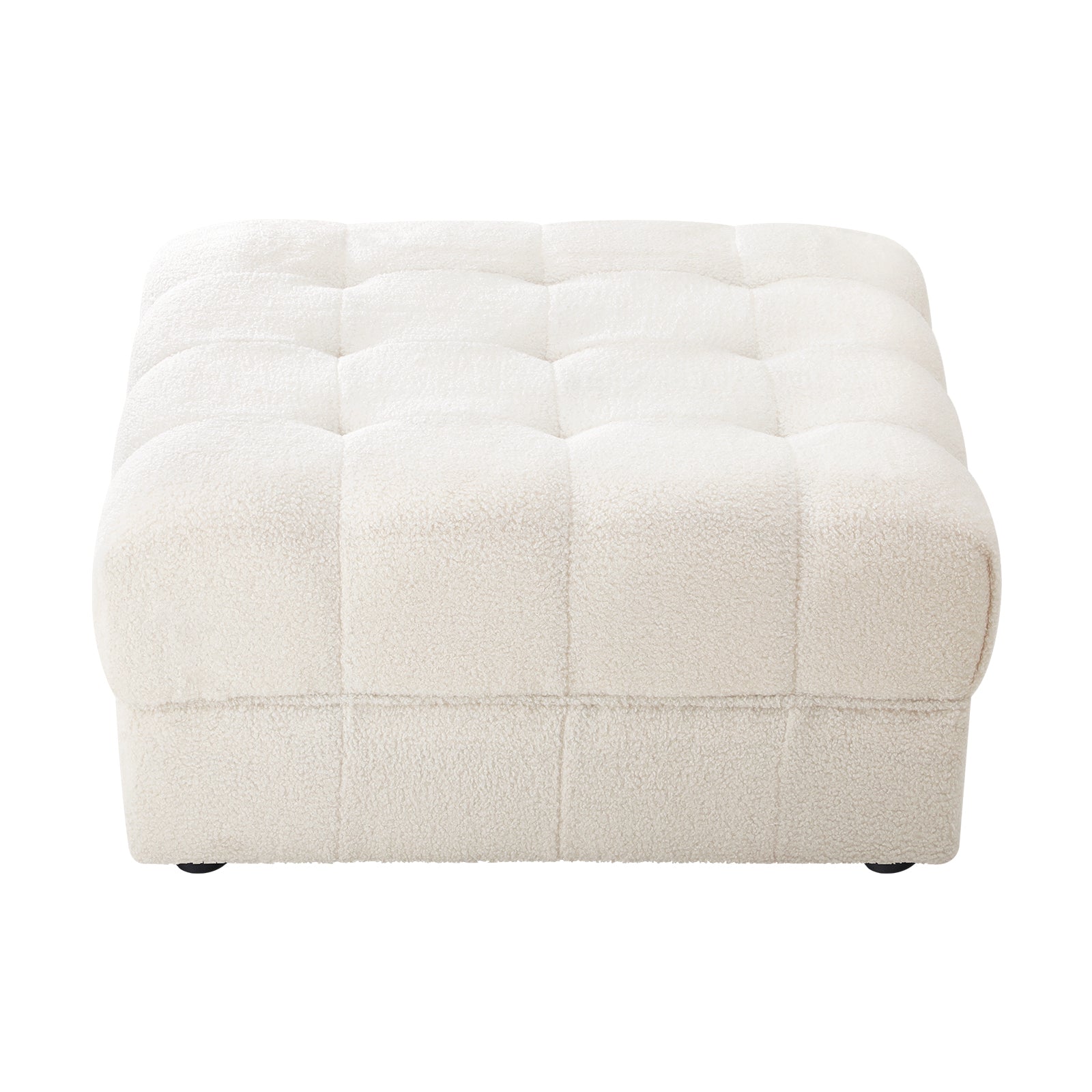 Oikiture 1 Seater Boucle Modular Ottoman Lounge Chair Armless TOFU White - Sunyee