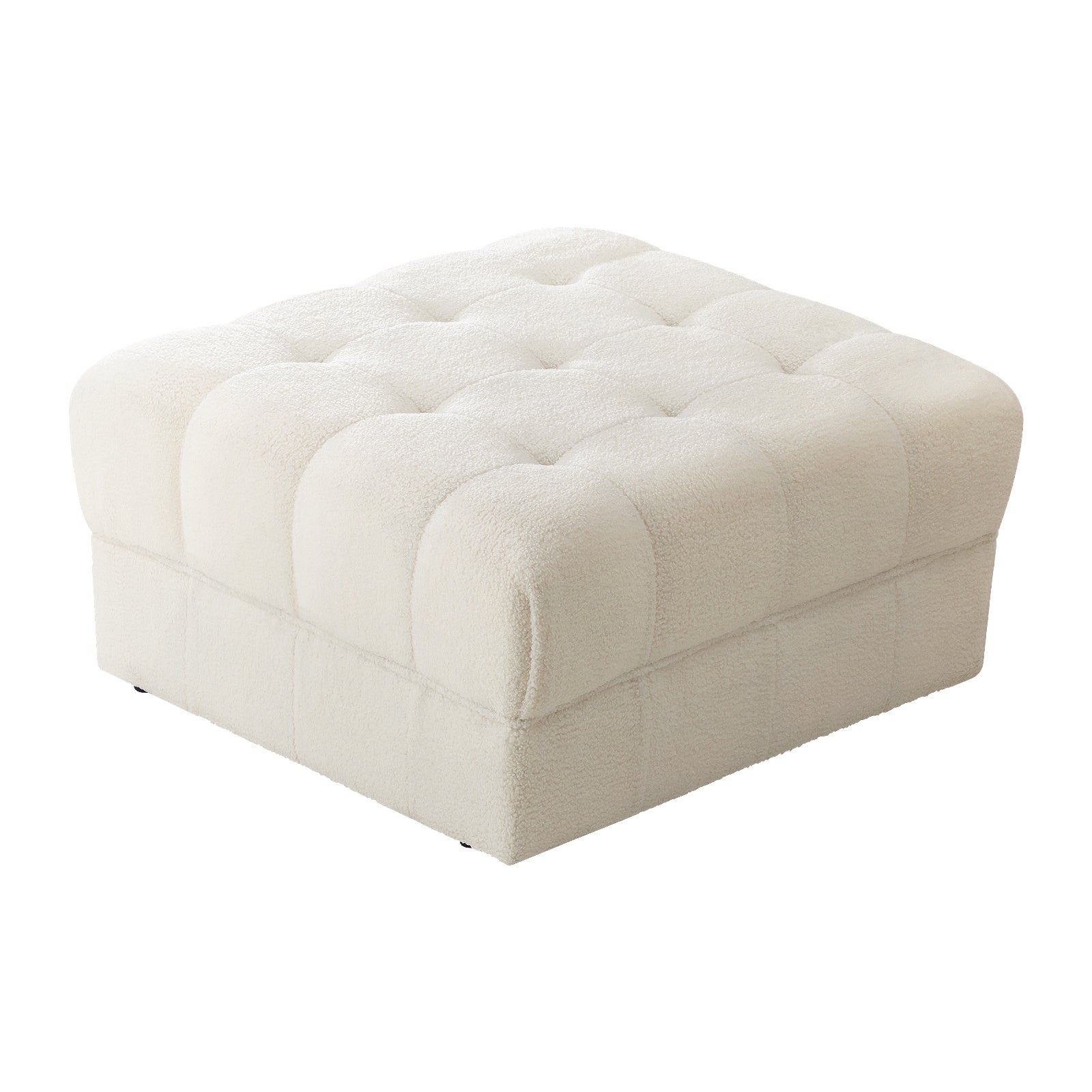 Oikiture 1 Seater Boucle Modular Ottoman Lounge Chair Armless TOFU White - Sunyee