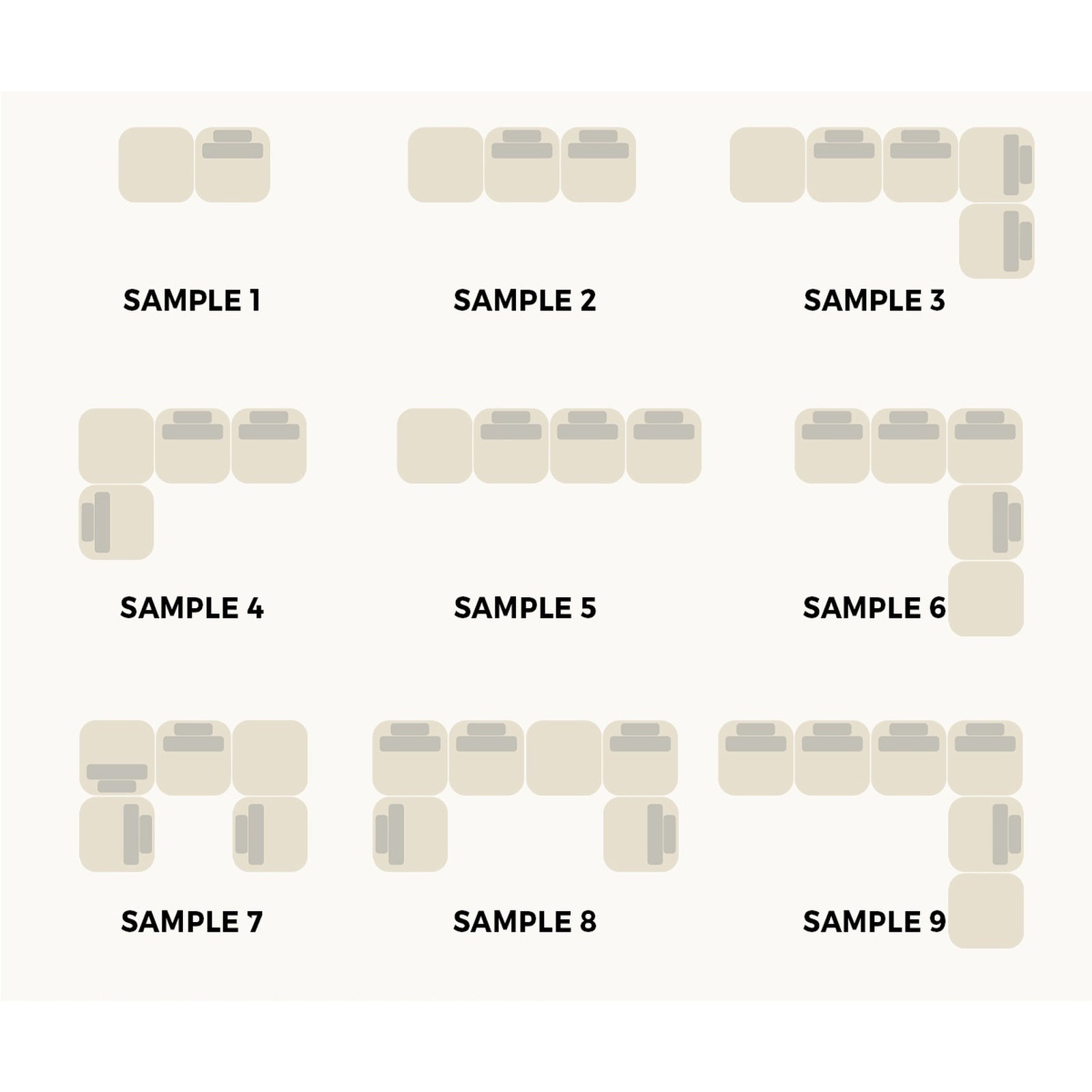 Oikiture 1-6 Seater Boucle/Velvet Modular Sofa & Ottoman Set Armless TOFU Back - Sunyee