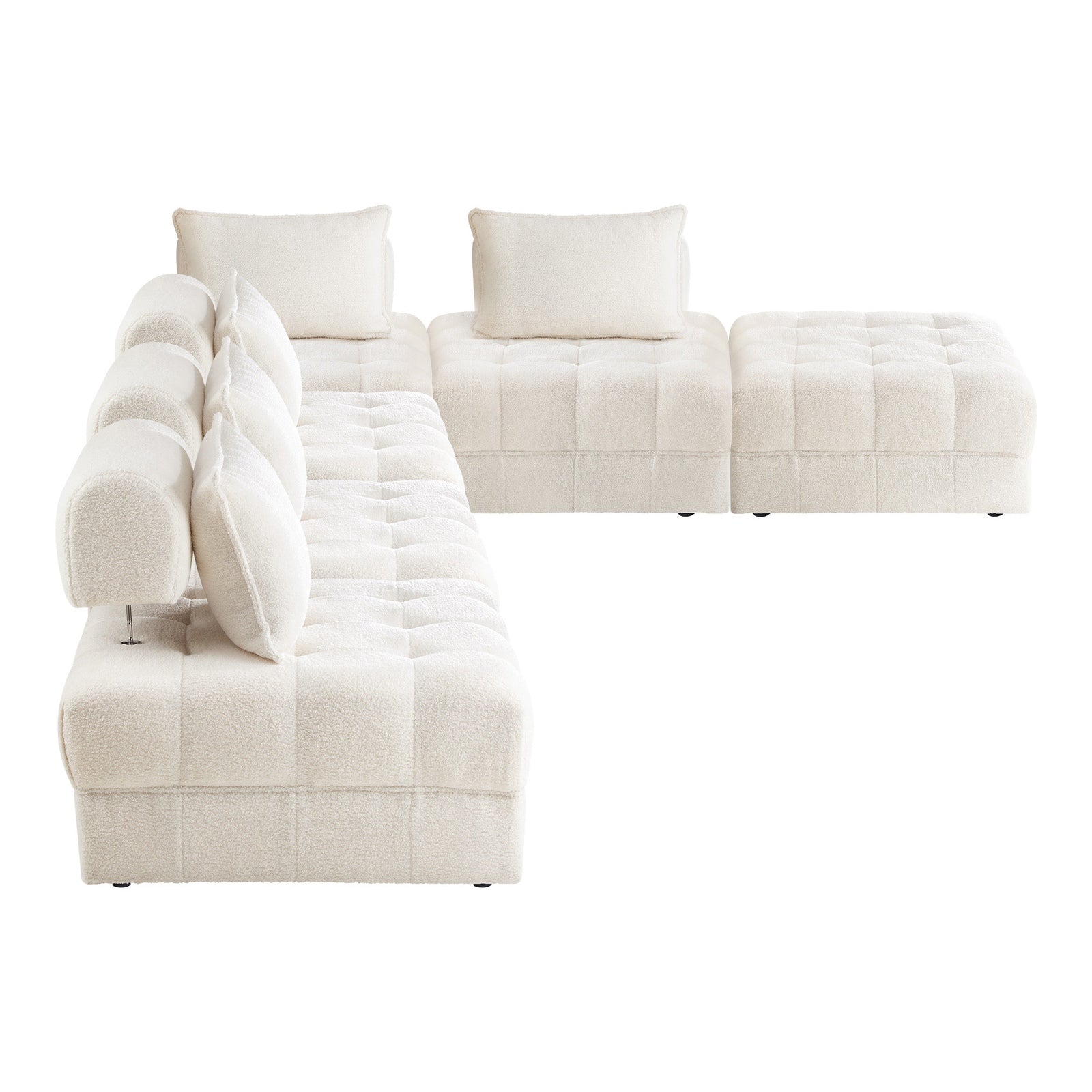 Oikiture 1-6 Seater Boucle/Velvet Modular Sofa & Ottoman Set Armless TOFU Back - Sunyee