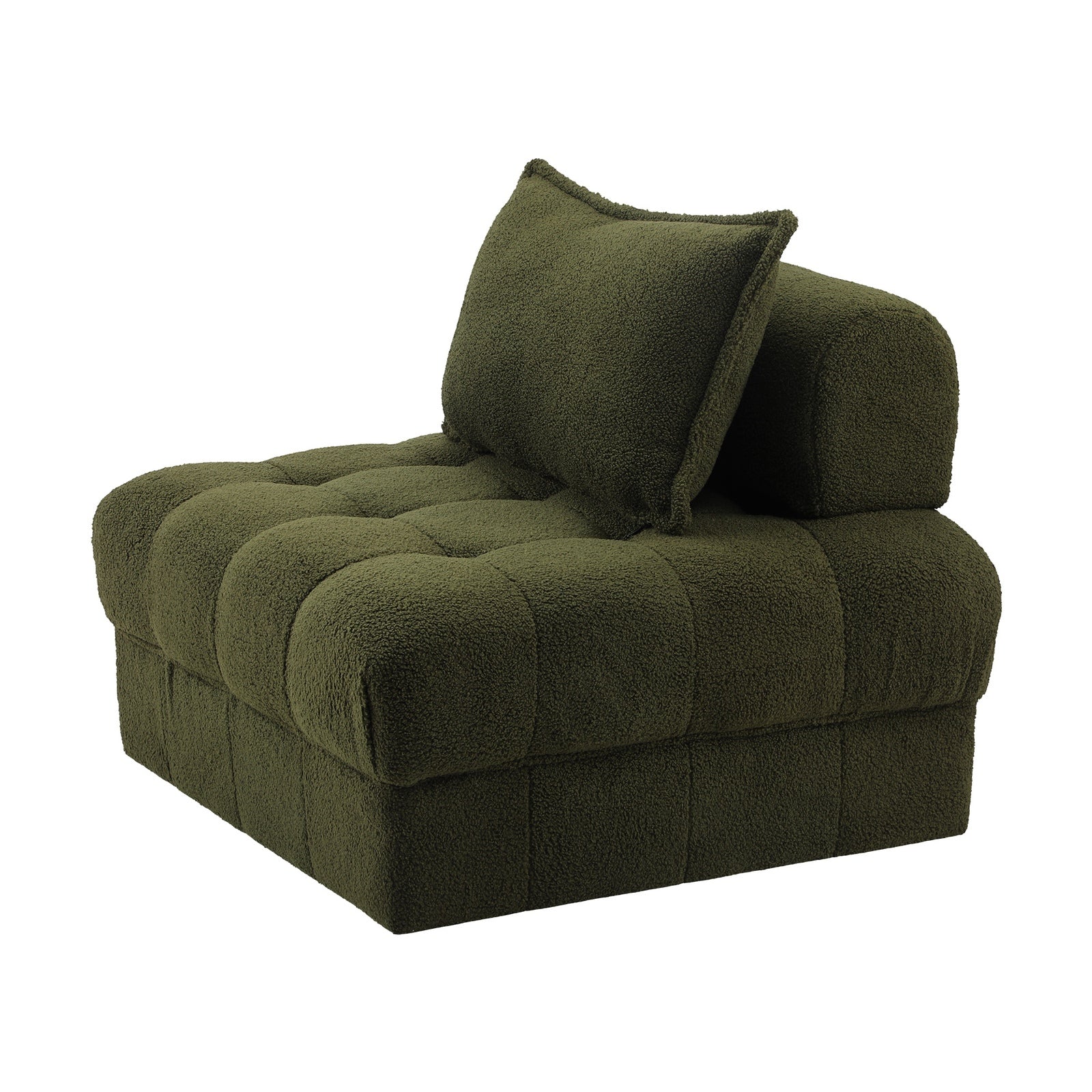 Oikiture 2 Seater Boucle Modular Sofa Lounge Chair Armless TOFU Back Green - Sunyee