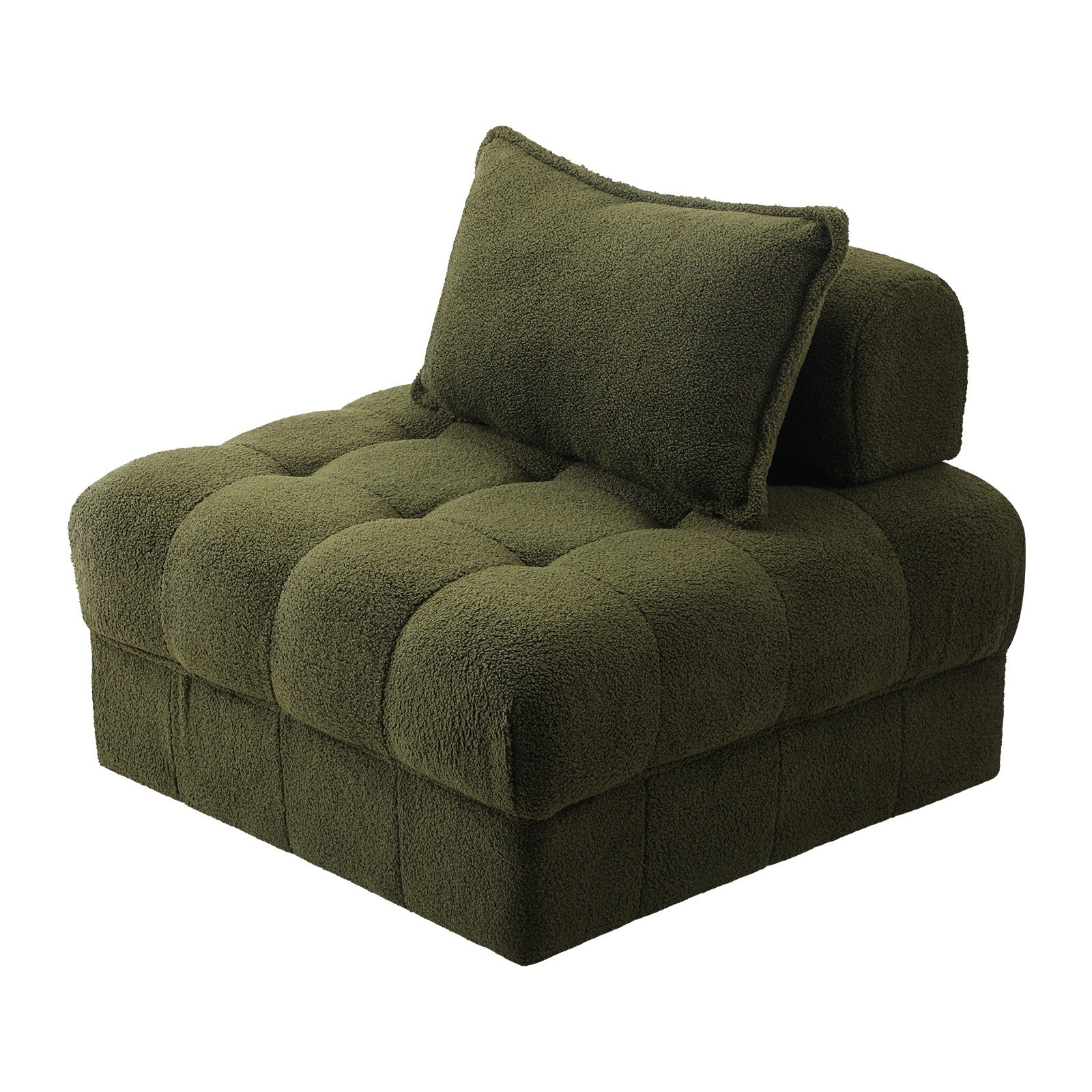 Oikiture 1-6 Seater Boucle/Velvet Modular Sofa & Ottoman Set Armless TOFU Back - Sunyee